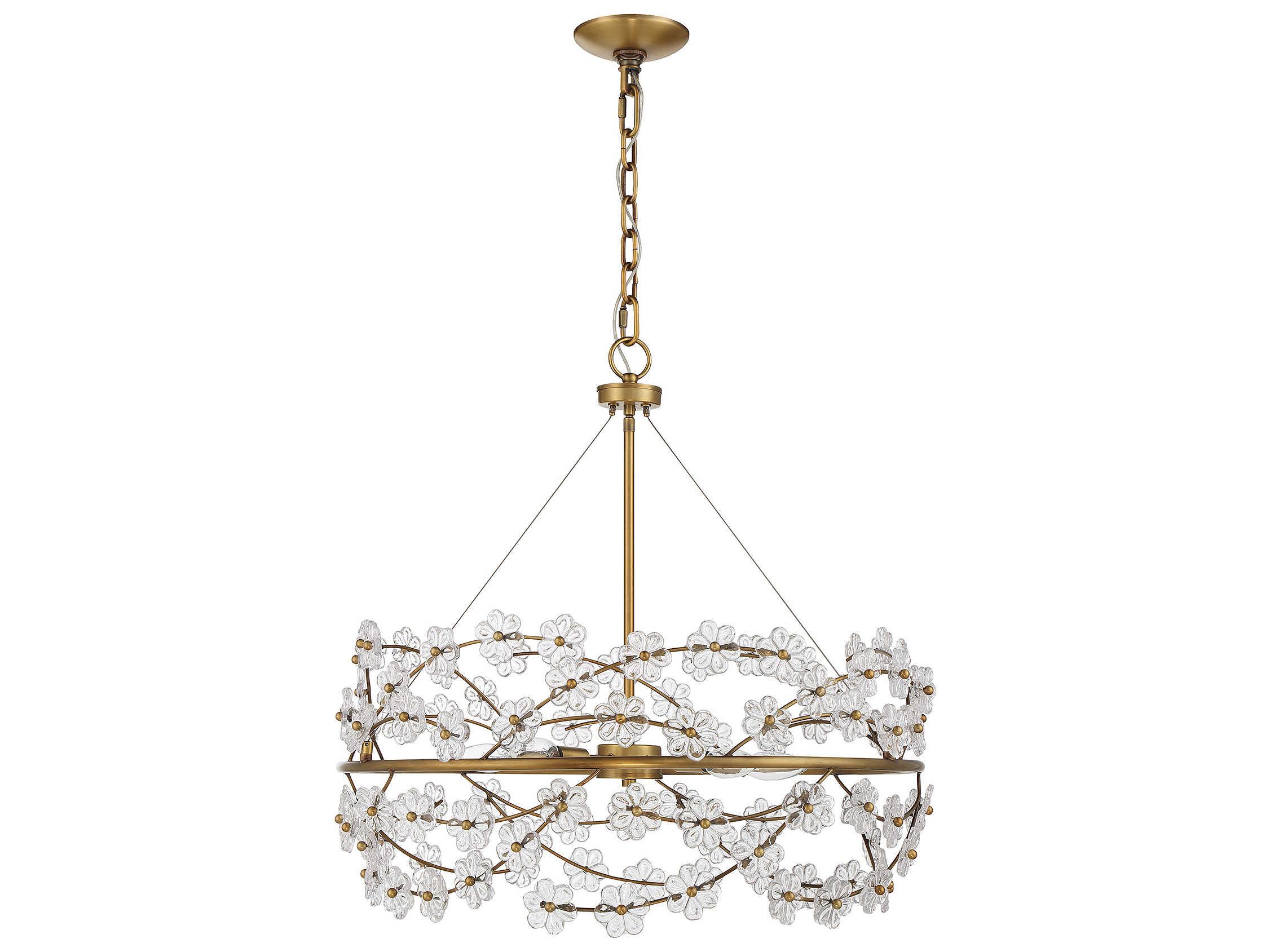 Savoy House Camille 5-Light Warm Brass Glass Chandelier