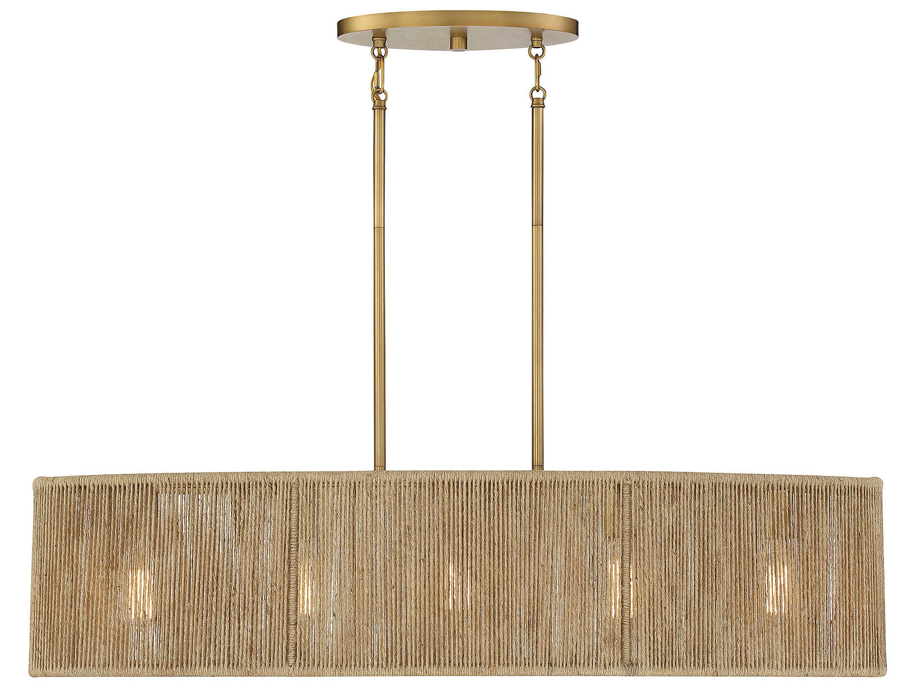 Savoy House Ashe 5-Light Warm Brass Rope Linear Island Pendant