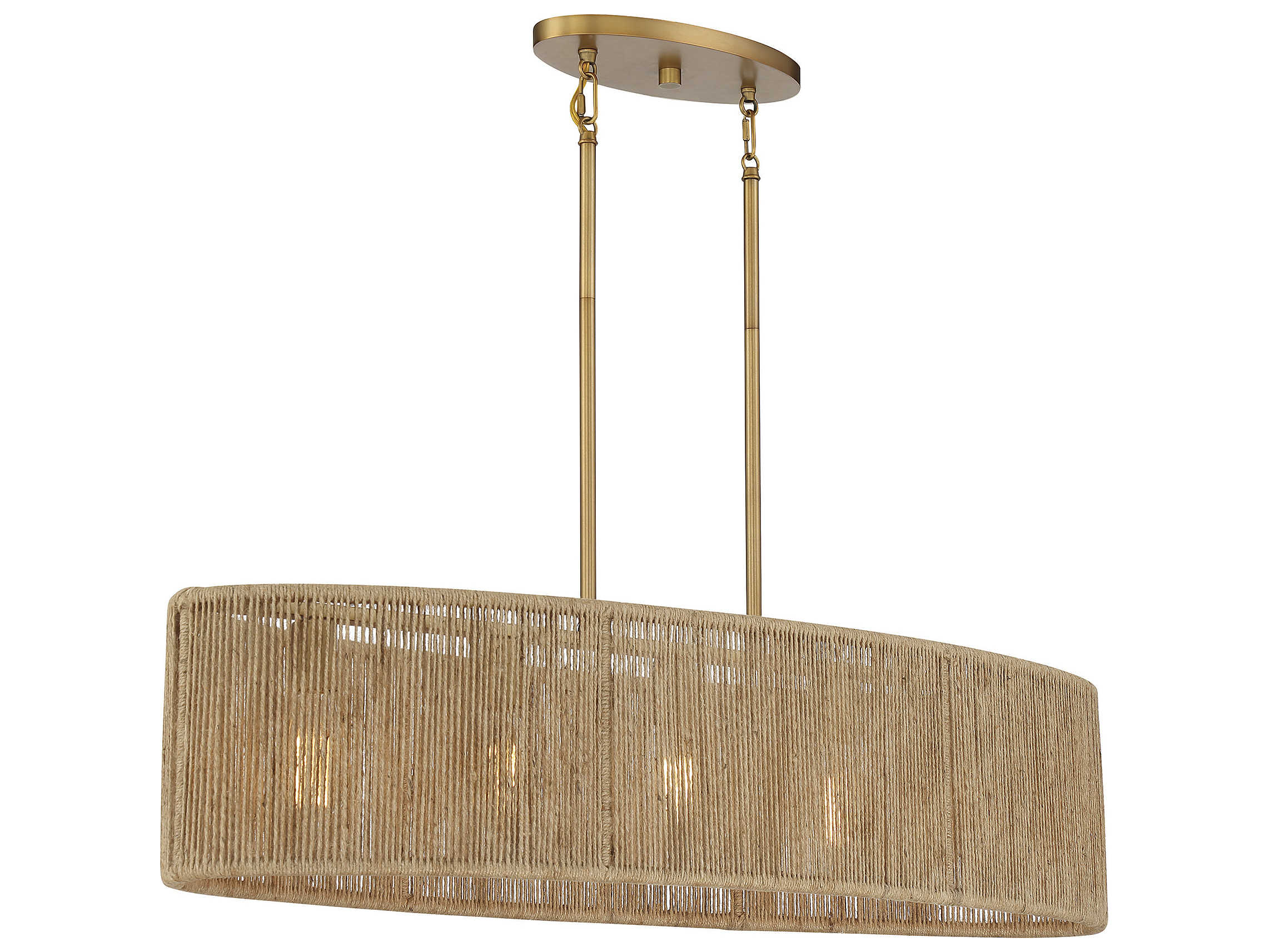 Savoy House Ashe 5-Light Warm Brass Rope Linear Island Pendant