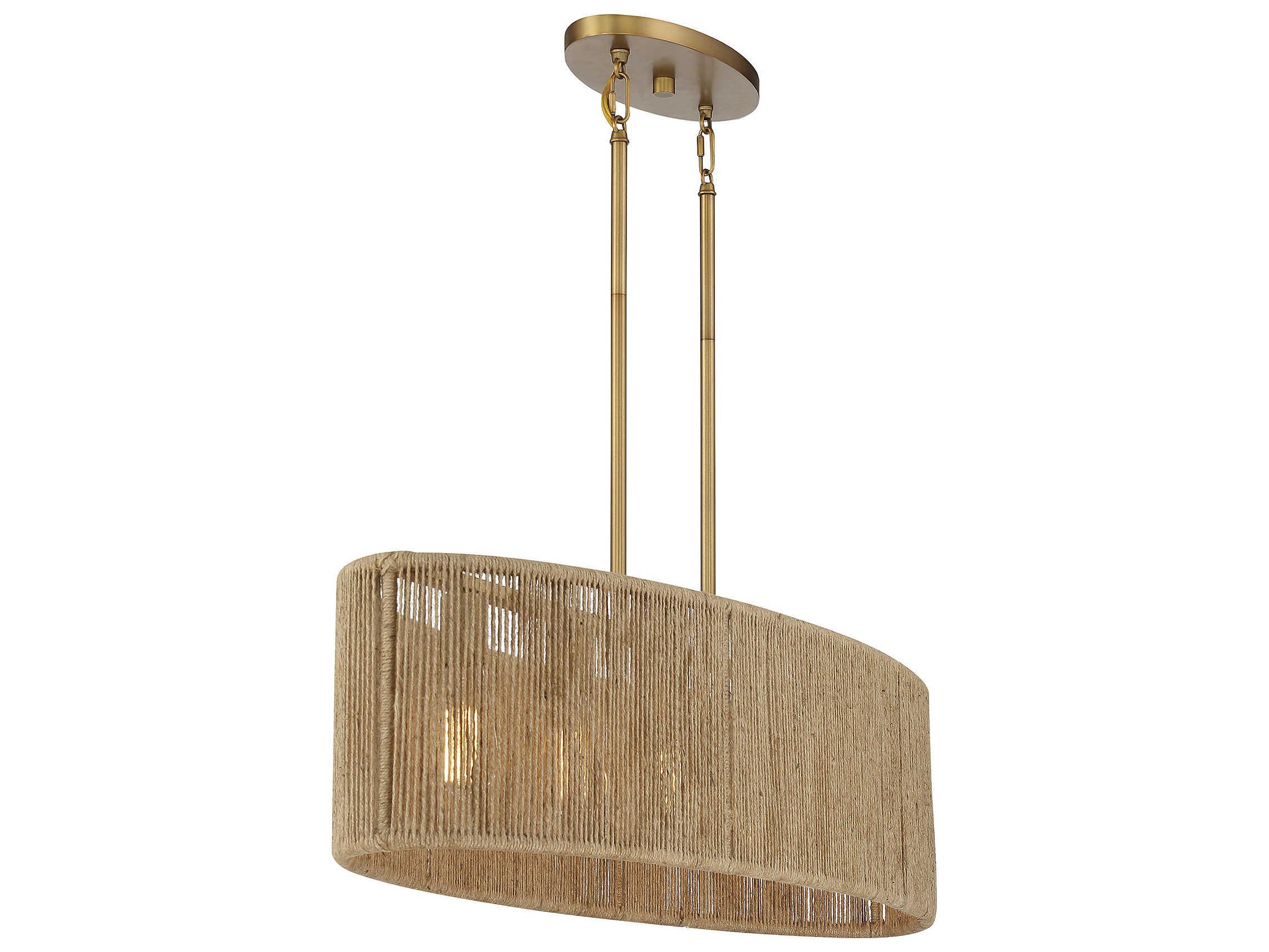 Savoy House Ashe 5-Light Warm Brass Rope Linear Island Pendant