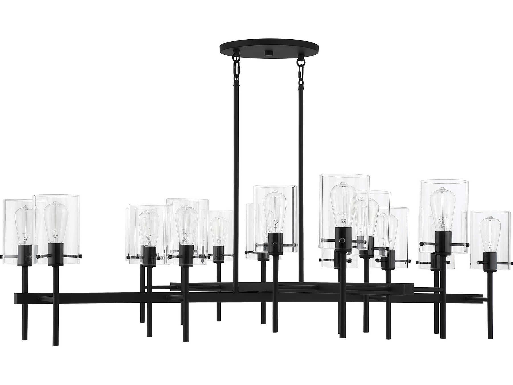 Savoy House Vista 16-Light Matte Black Glass Cylinder Chandelier