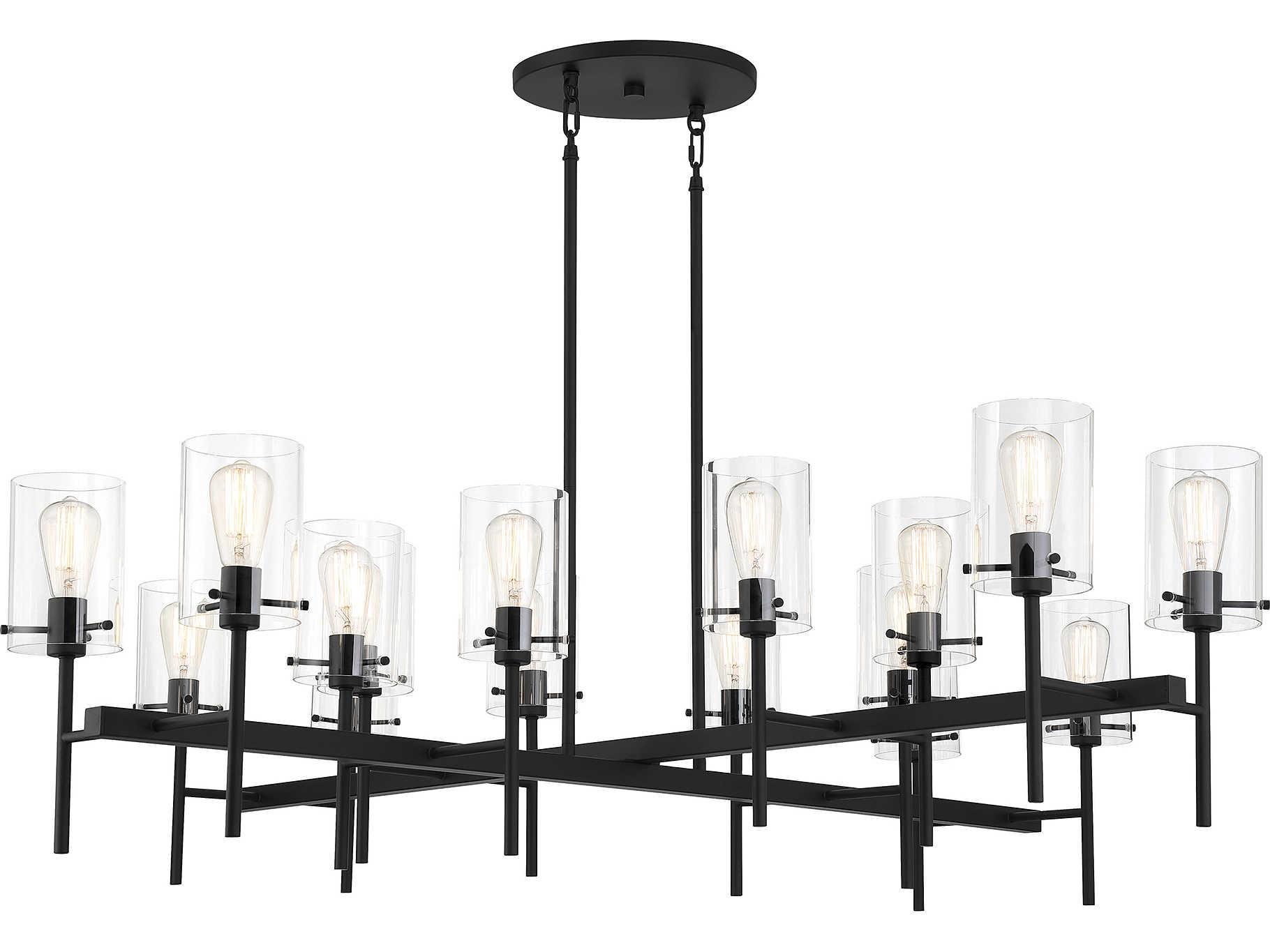 Savoy House Vista 16-Light Matte Black Glass Cylinder Chandelier