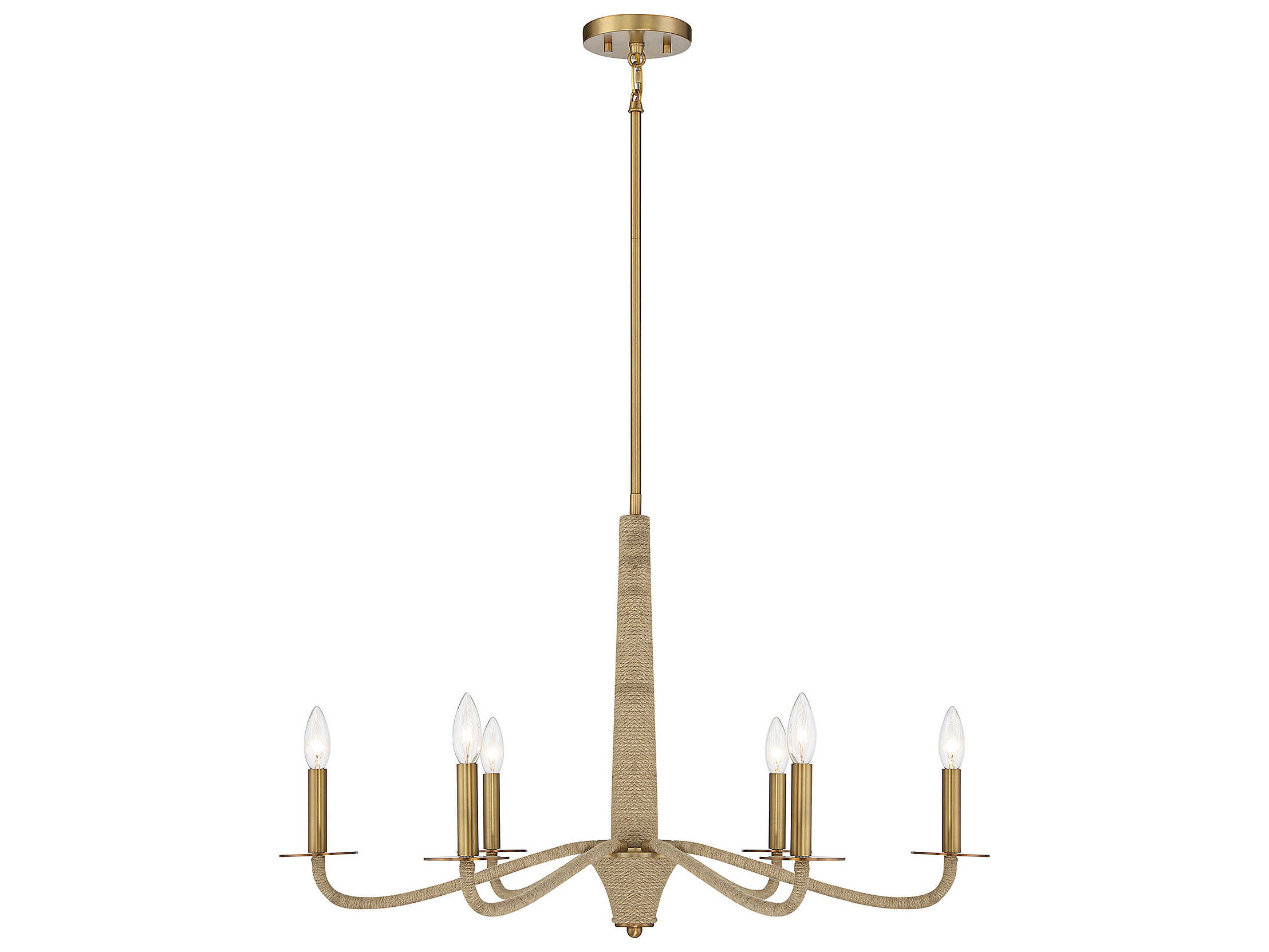 Savoy House Cannon 6-Light Warm Brass Rope Chandelier