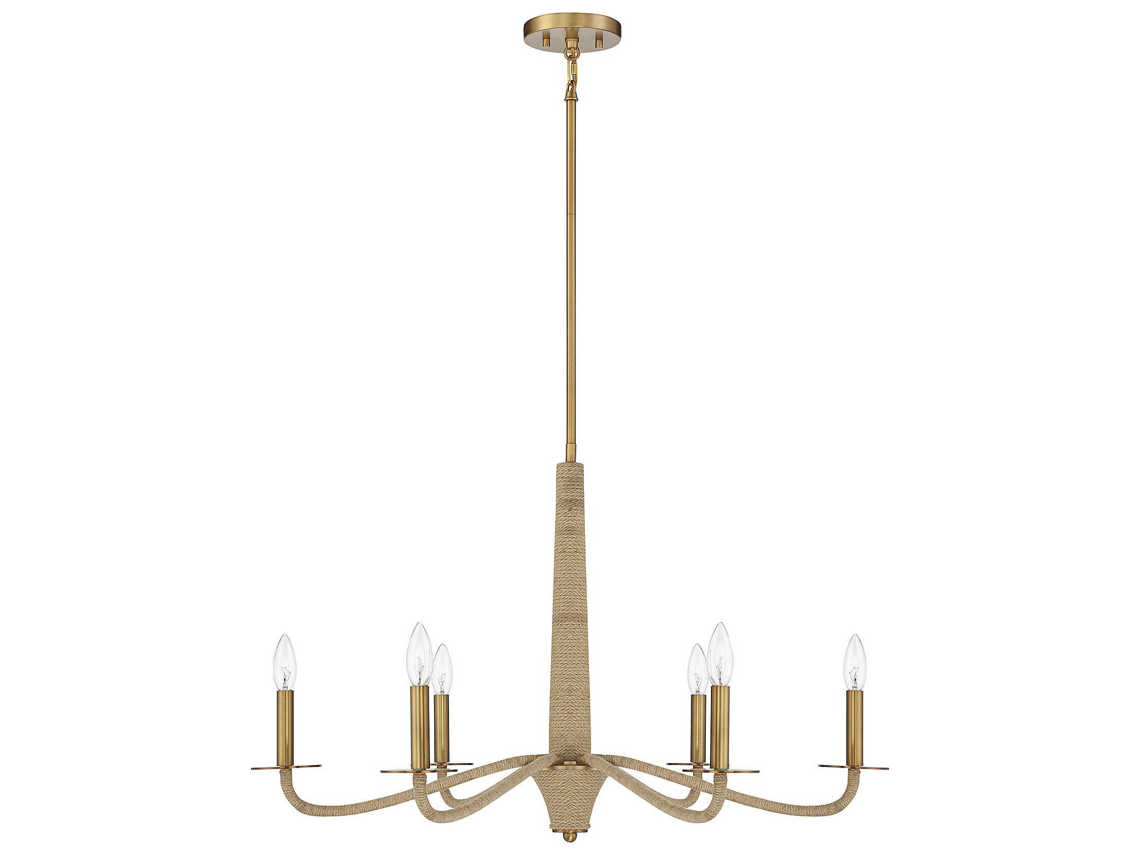 Savoy House Cannon 6-Light Warm Brass Rope Chandelier