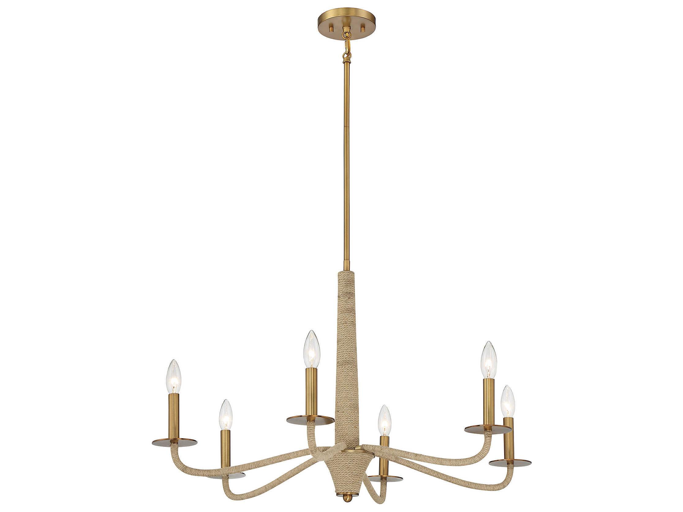 Savoy House Cannon 6-Light Warm Brass Rope Chandelier