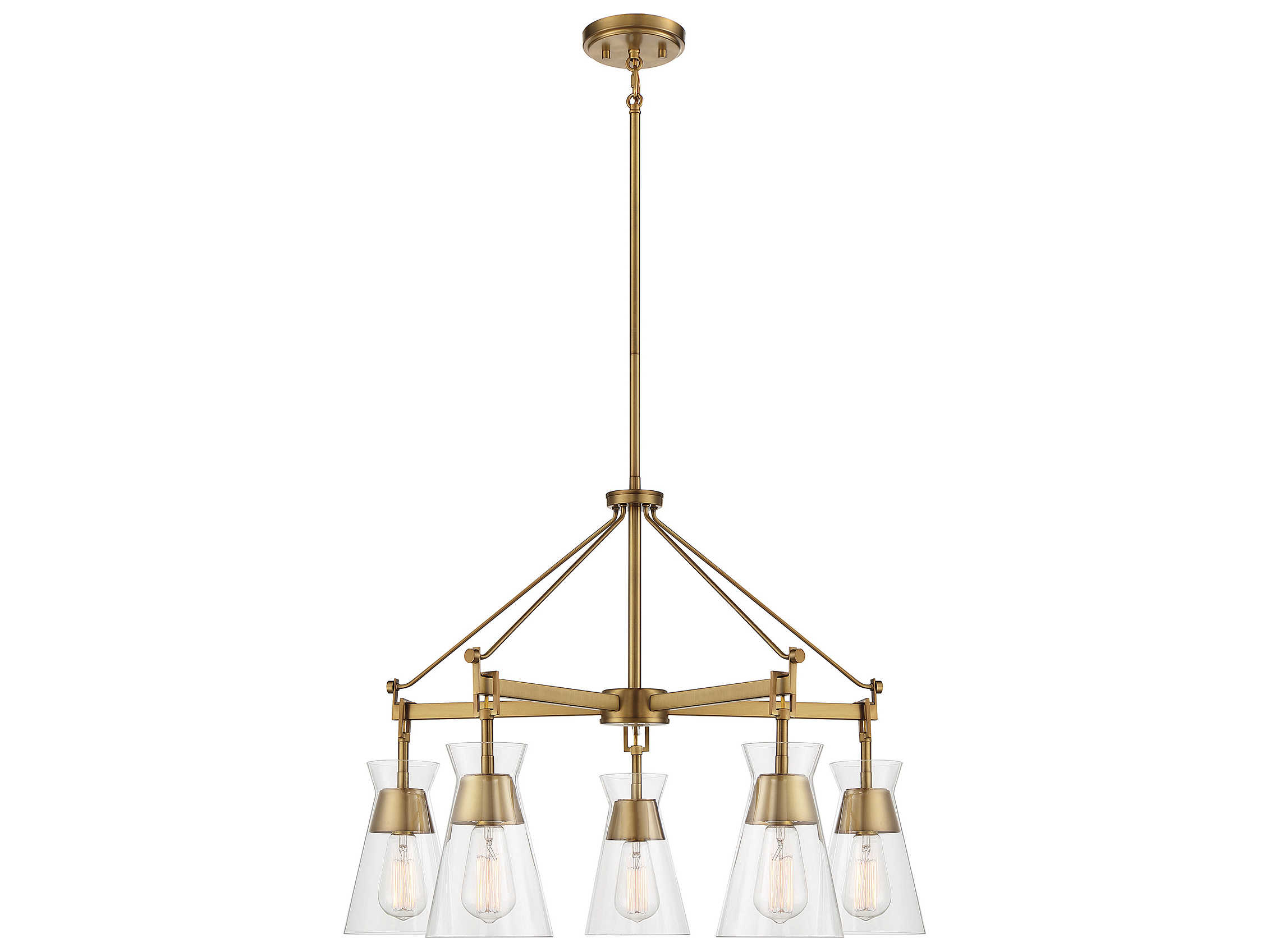 Savoy House Lakewood 5-Light Warm Brass Glass Chandelier