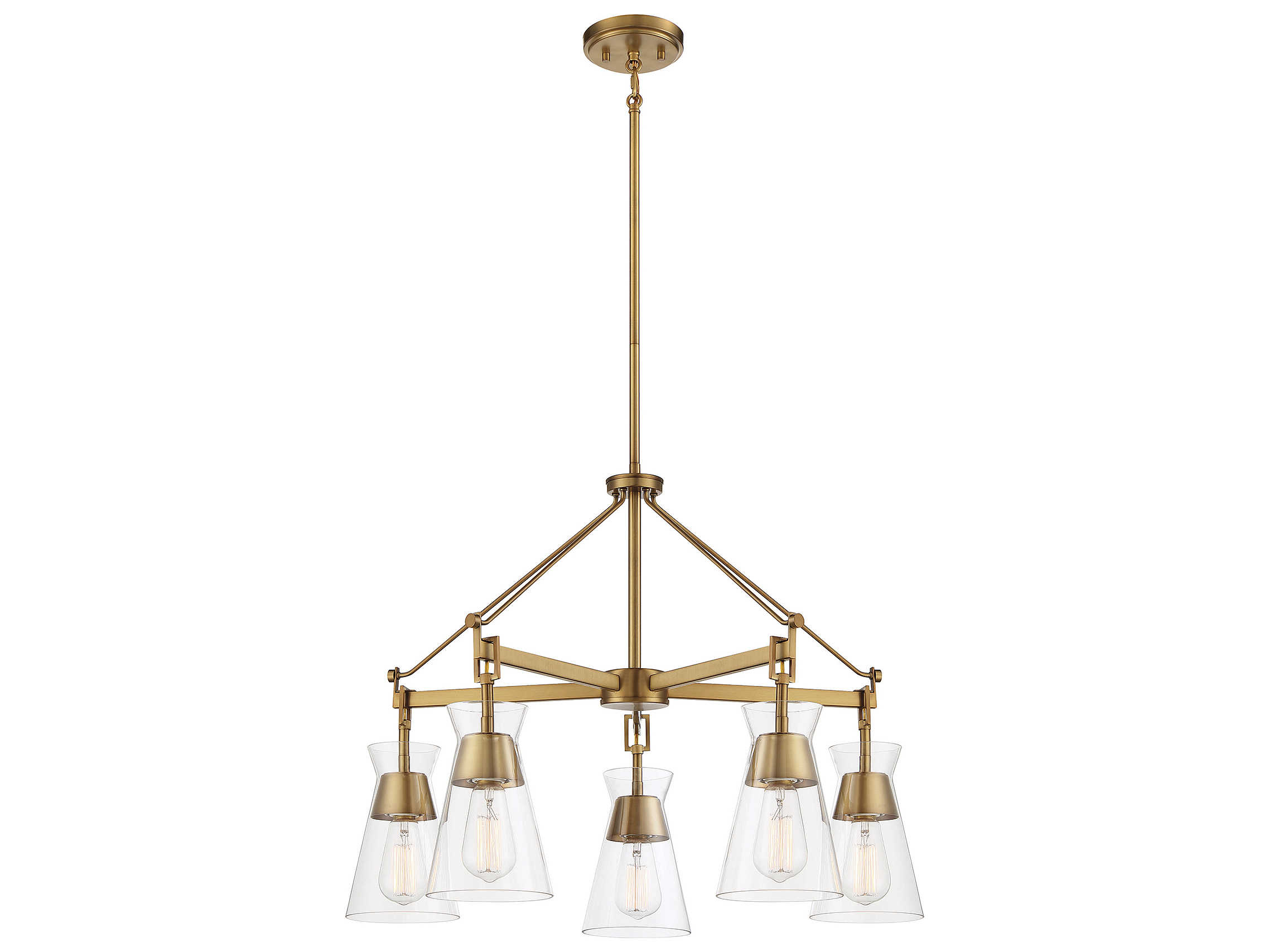 Savoy House Lakewood 5-Light Warm Brass Glass Chandelier