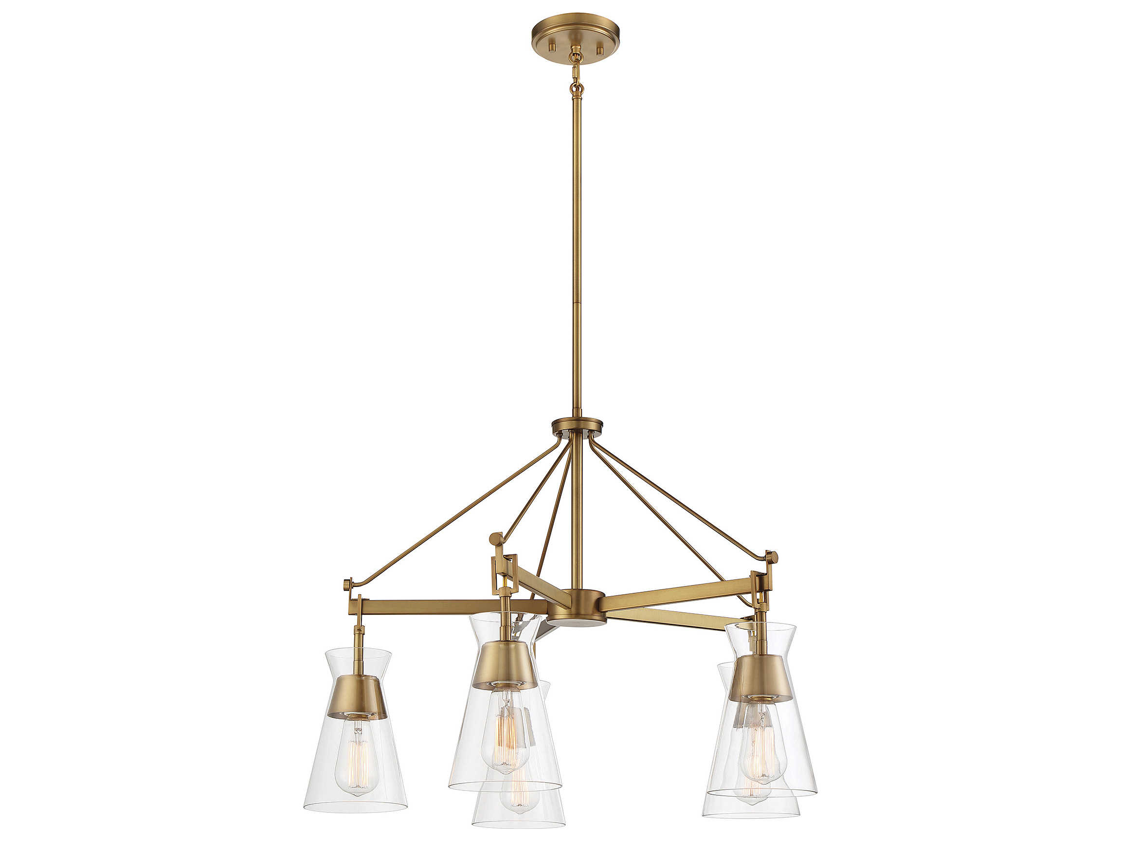 Savoy House Lakewood 5-Light Warm Brass Glass Chandelier
