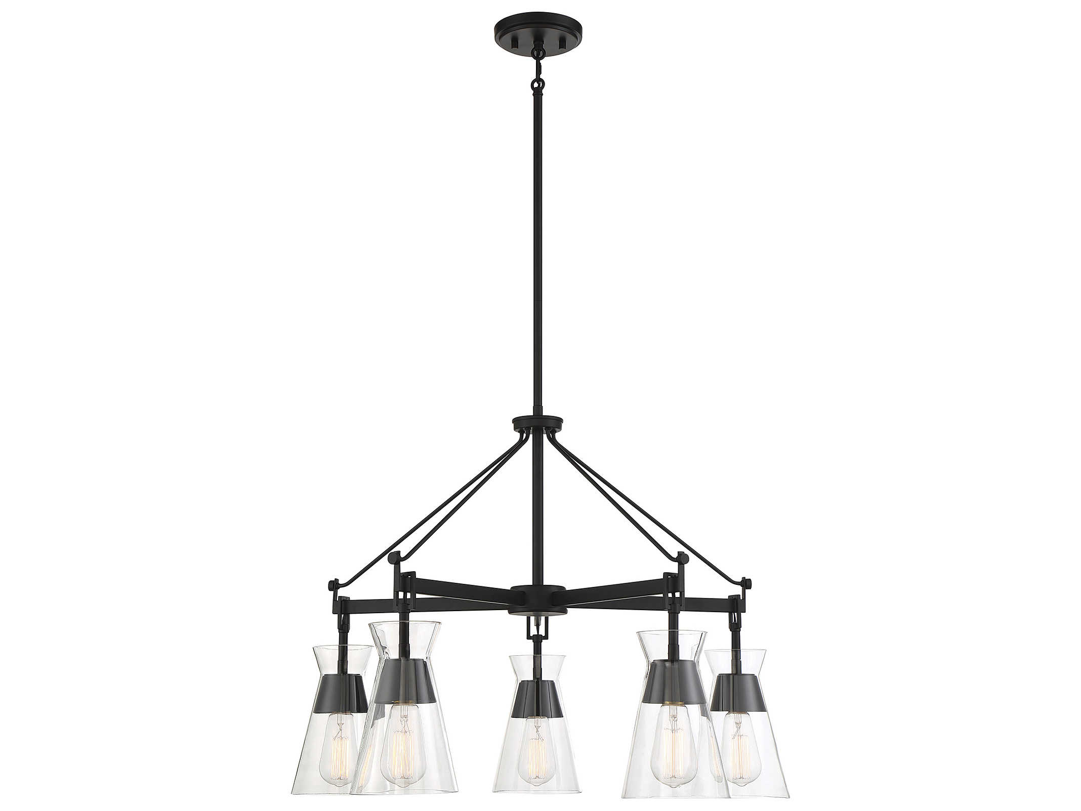 Savoy House Lakewood 5-Light Matte Black Glass Chandelier