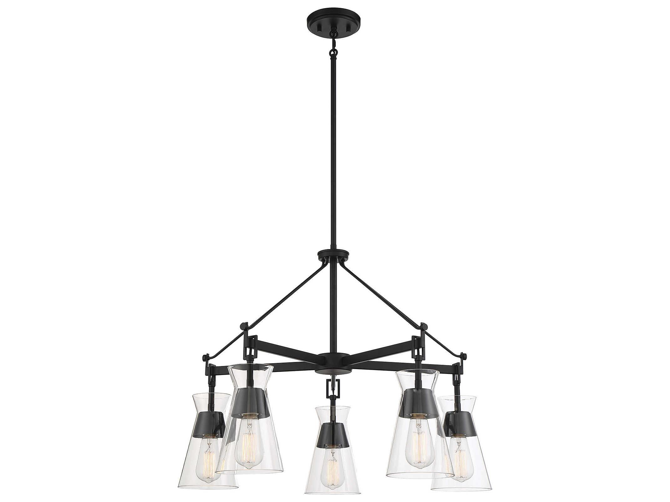 Savoy House Lakewood 5-Light Matte Black Glass Chandelier
