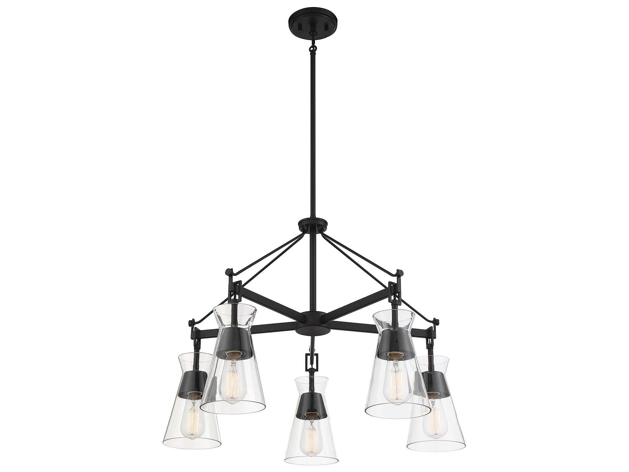 Savoy House Lakewood 5-Light Matte Black Glass Chandelier