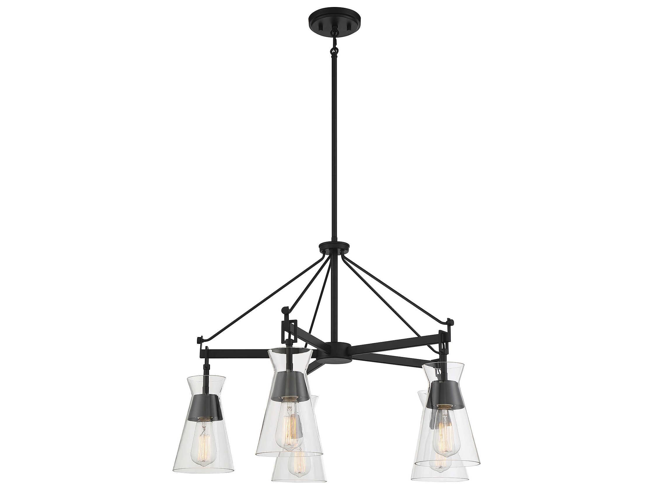 Savoy House Lakewood 5-Light Matte Black Glass Chandelier