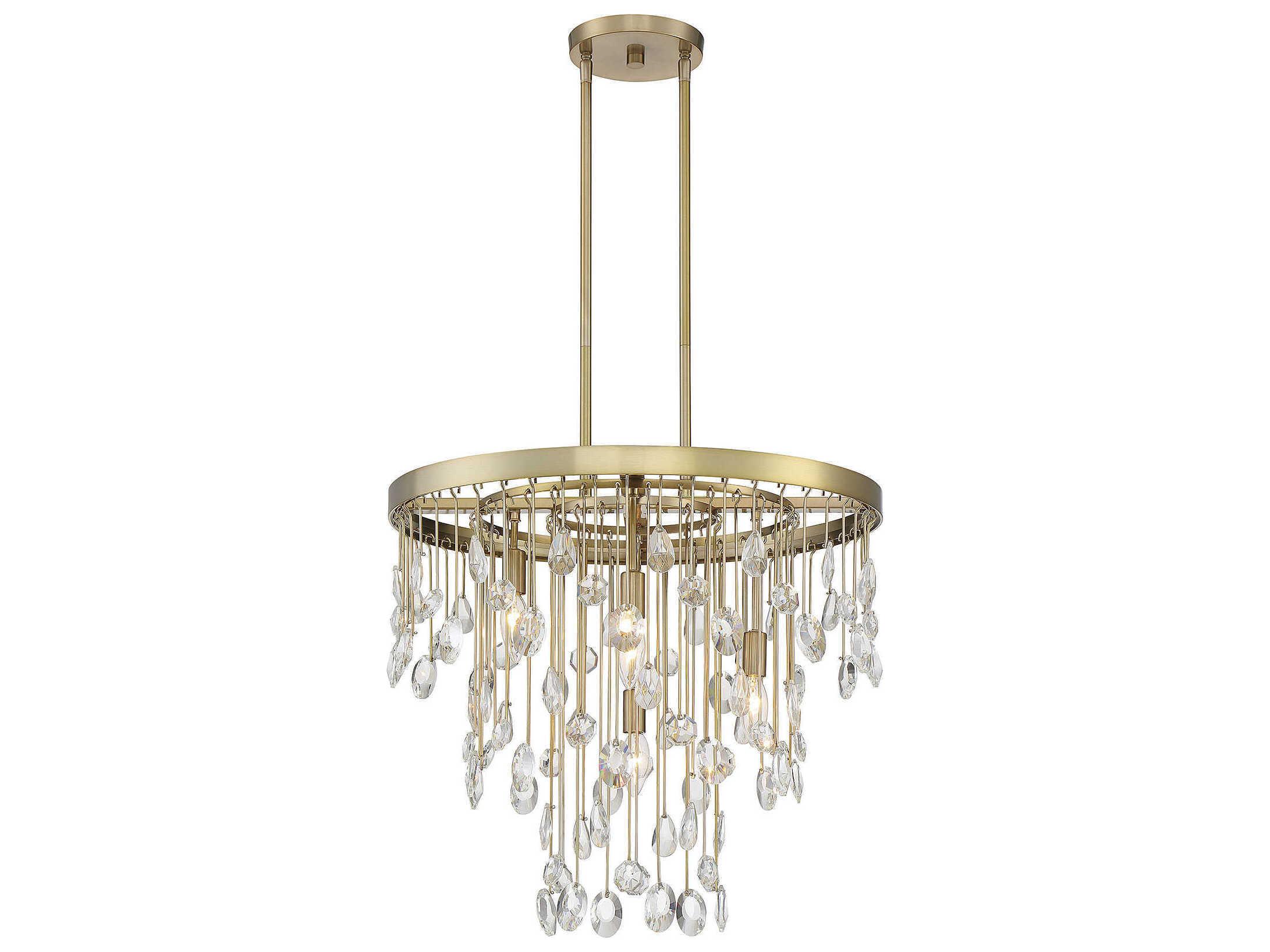 Savoy House Livorno 4-Light Noble Brass Crystal Round Chandelier