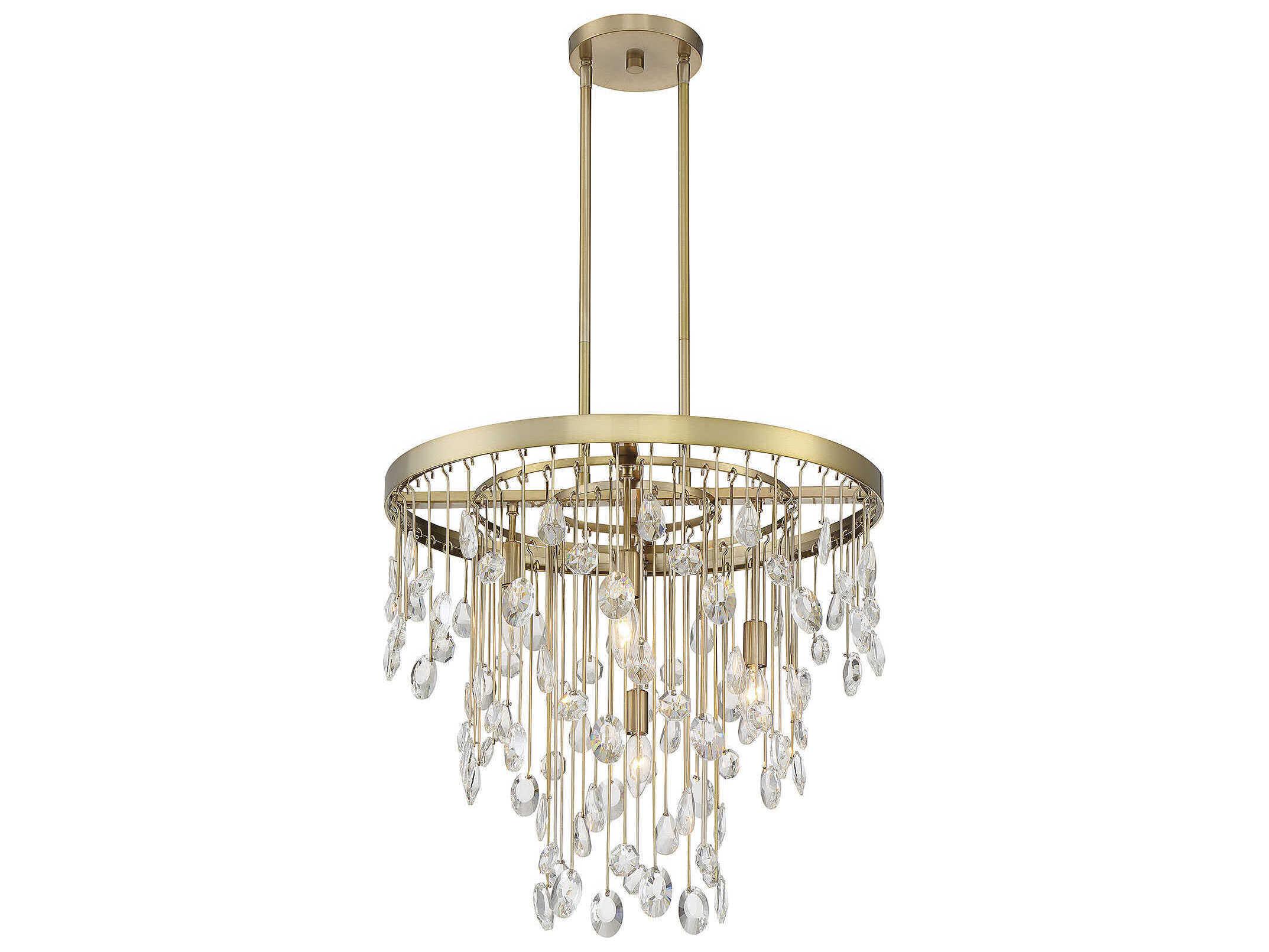 Savoy House Livorno 4-Light Noble Brass Crystal Round Chandelier