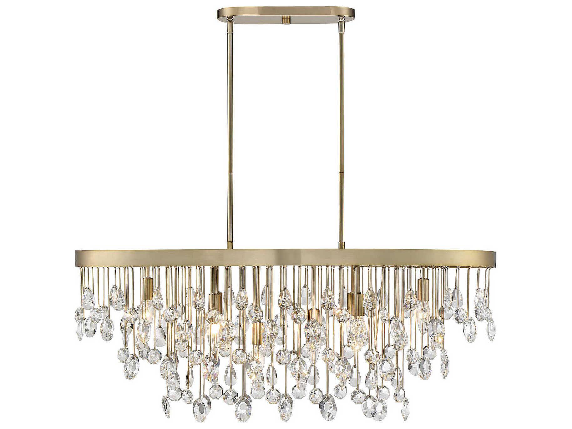 Savoy House Livorno 8-Light Noble Brass Crystal Island Pendant