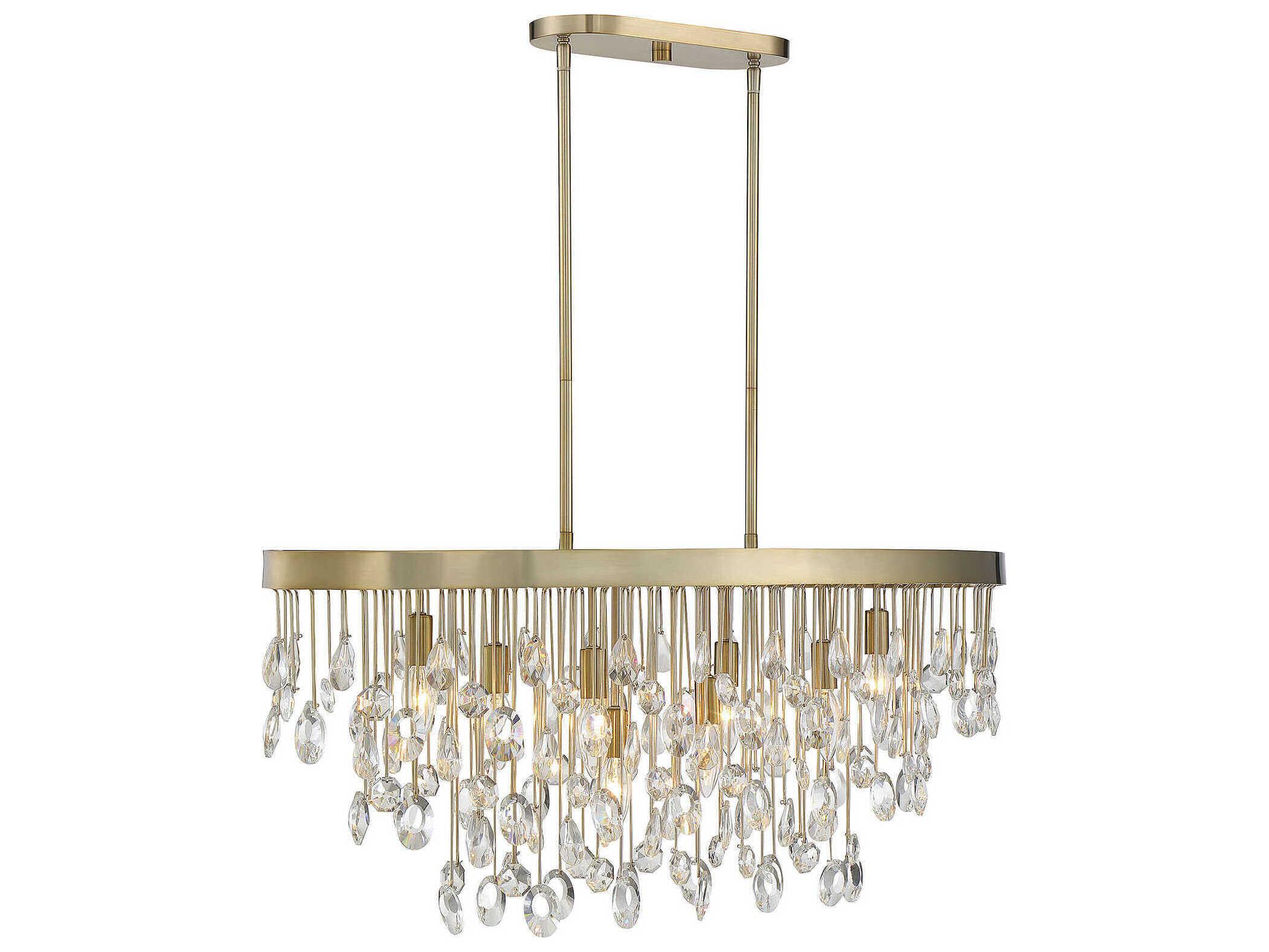 Savoy House Livorno 8-Light Noble Brass Crystal Island Pendant