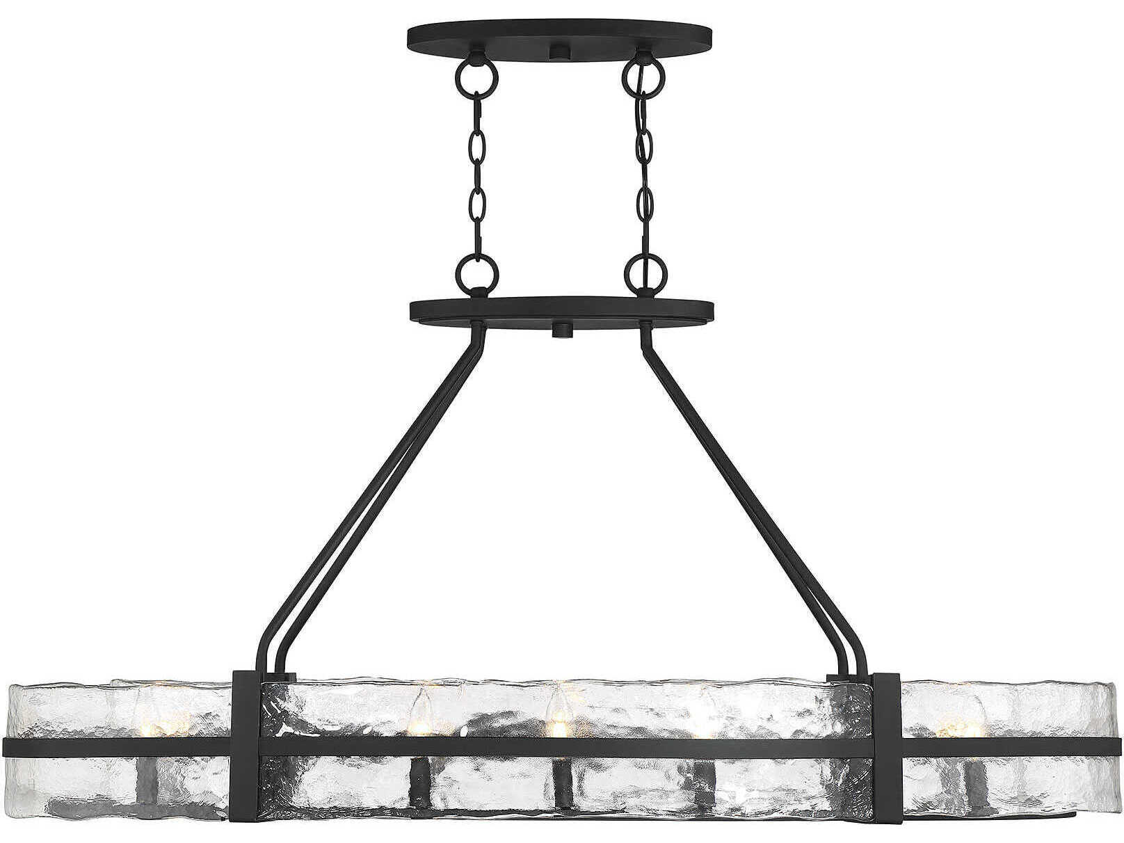 Savoy House Hudson 10-Light Matte Black Glass Island Pendant