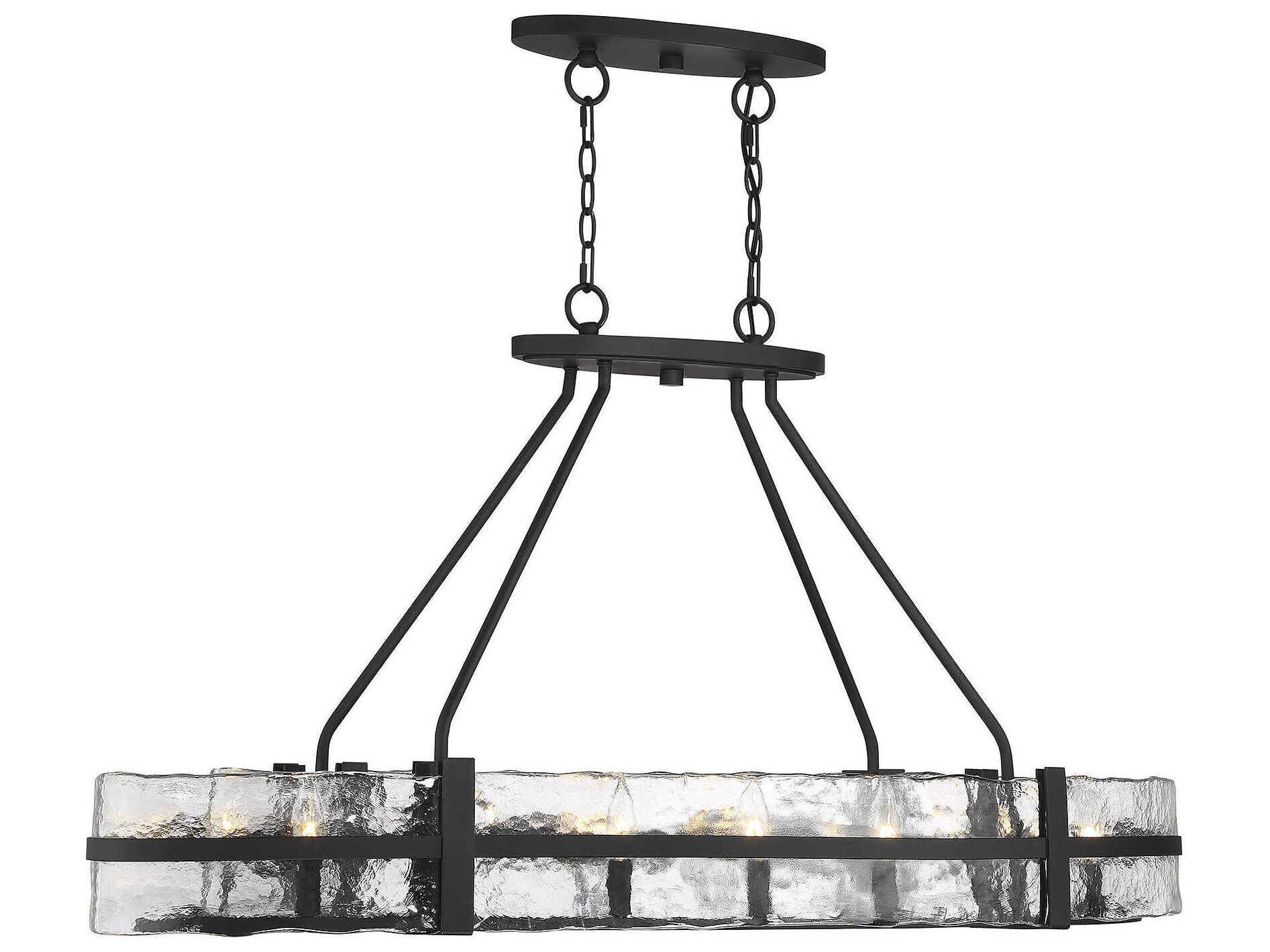 Savoy House Hudson 10-Light Matte Black Glass Island Pendant