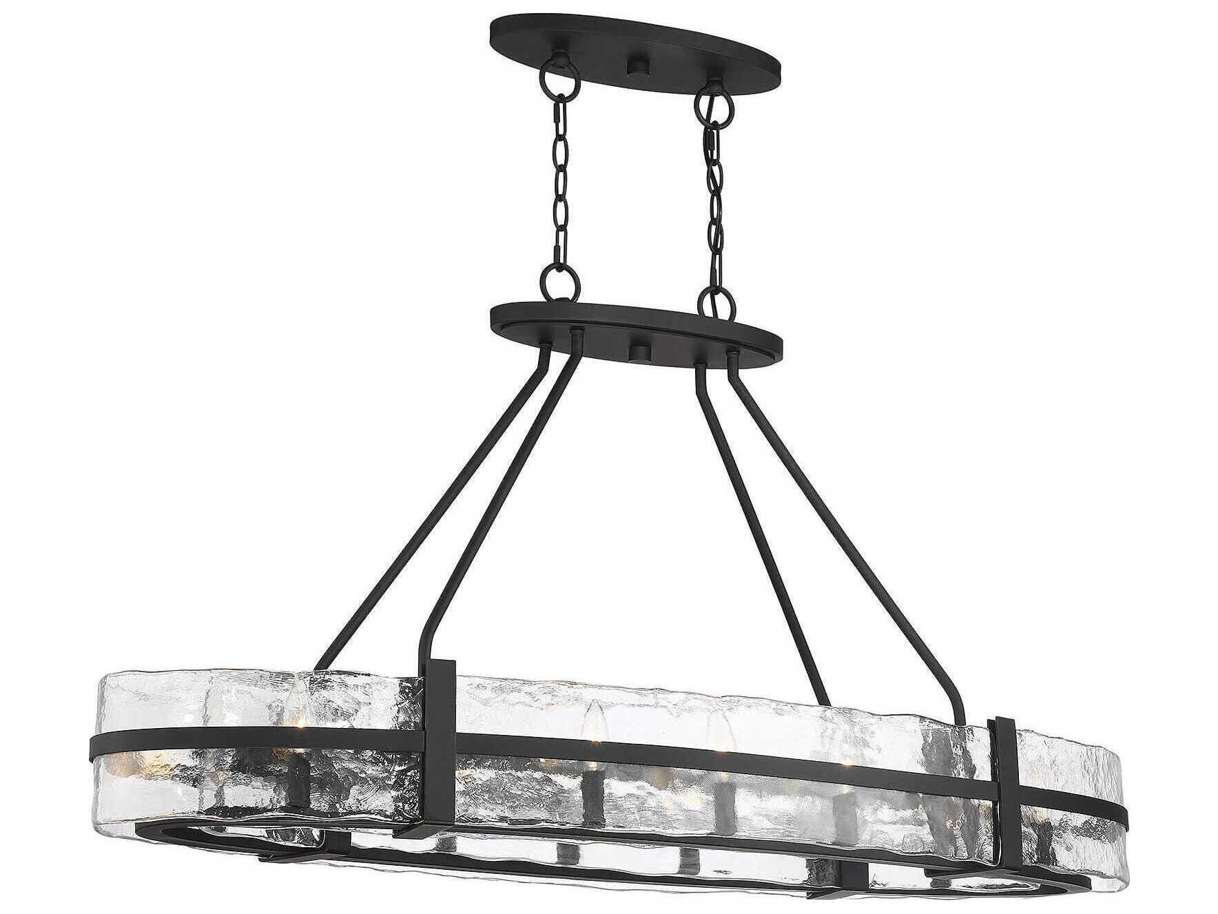 Savoy House Hudson 10-Light Matte Black Glass Island Pendant