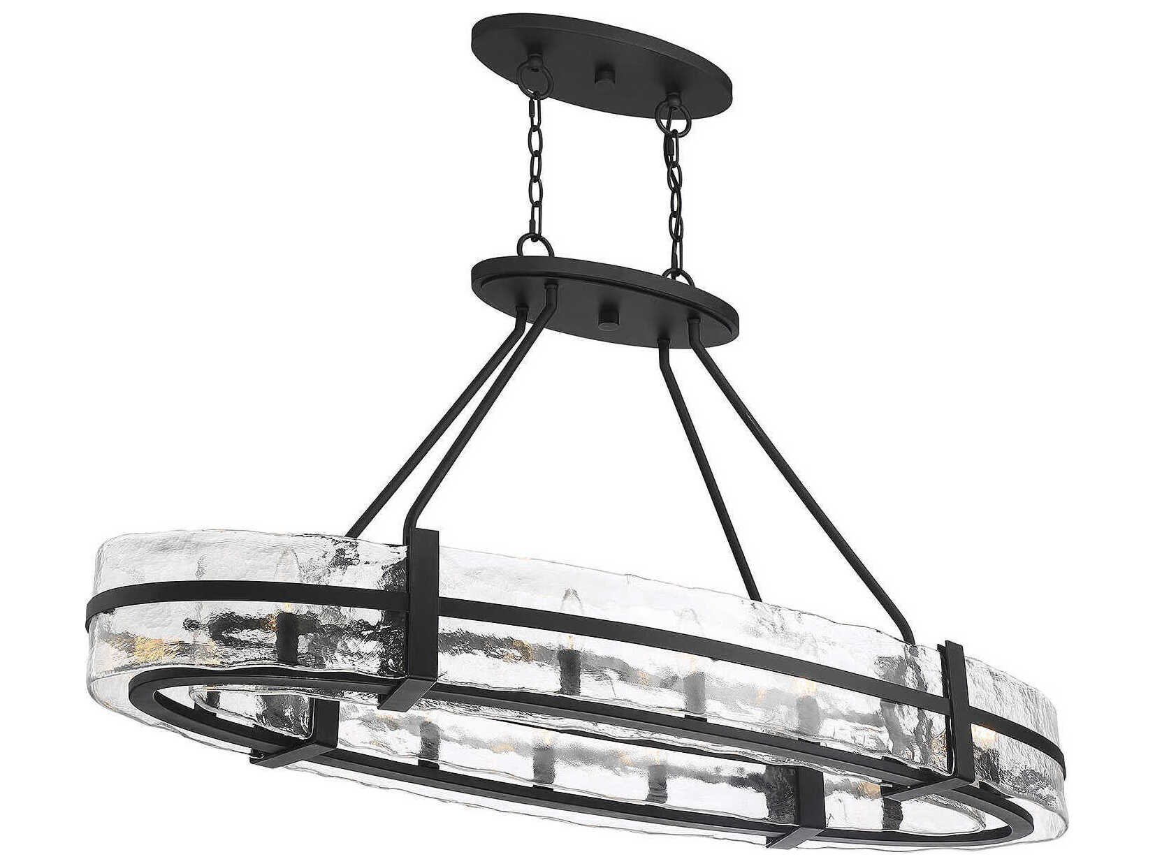 Savoy House Hudson 10-Light Matte Black Glass Island Pendant