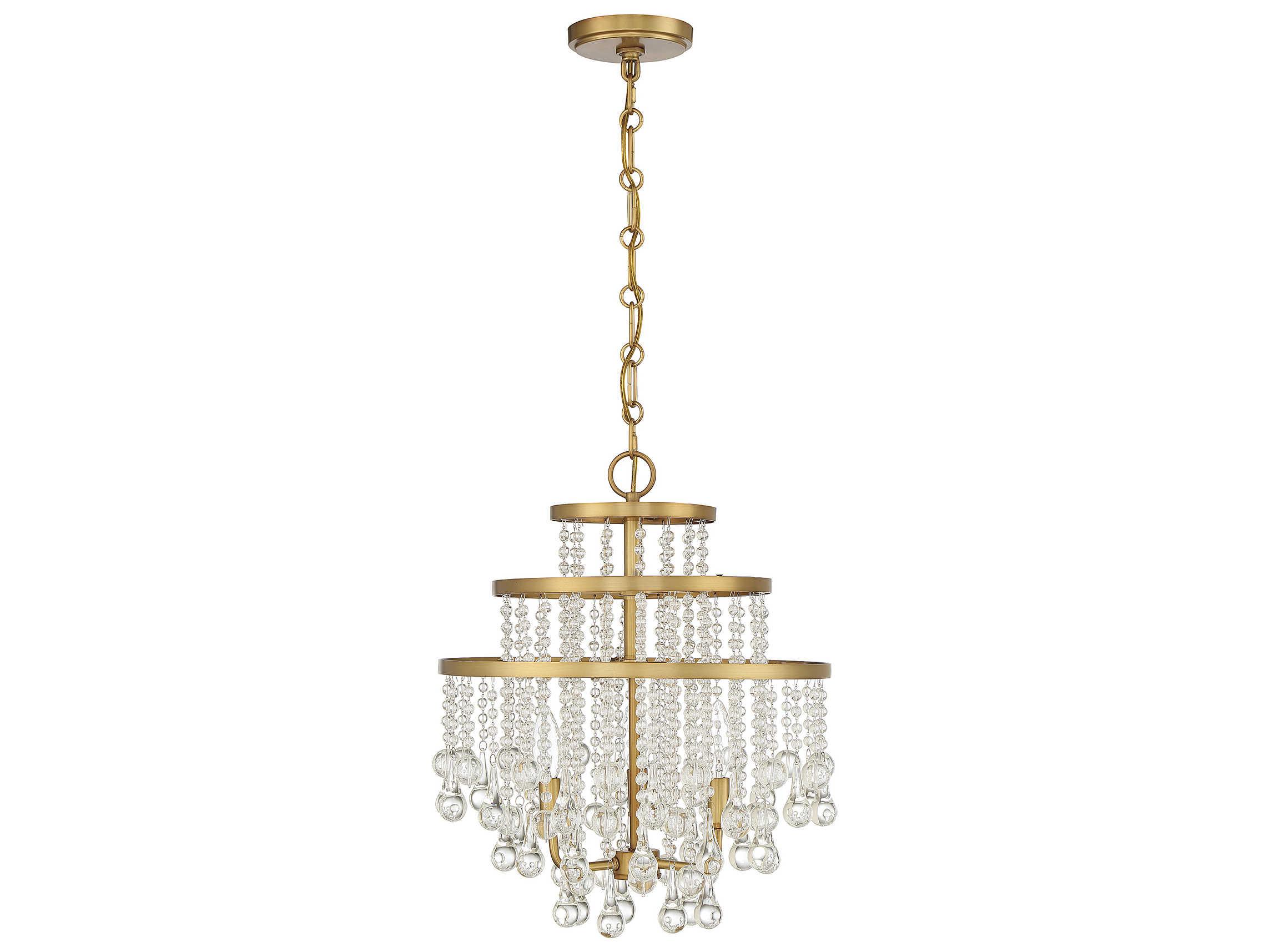 Savoy House Luna 3-Light Warm Brass Crystal Tiered Chandelier