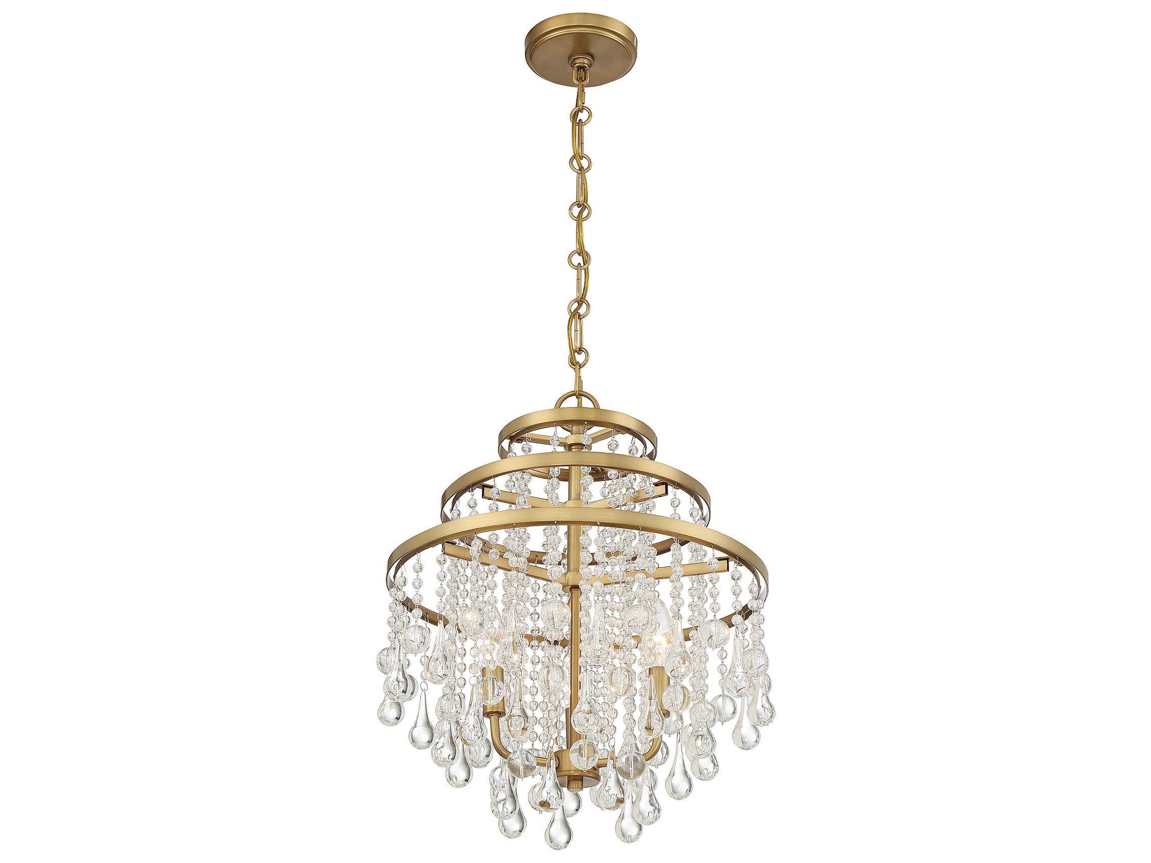 Savoy House Luna 3-Light Warm Brass Crystal Tiered Chandelier