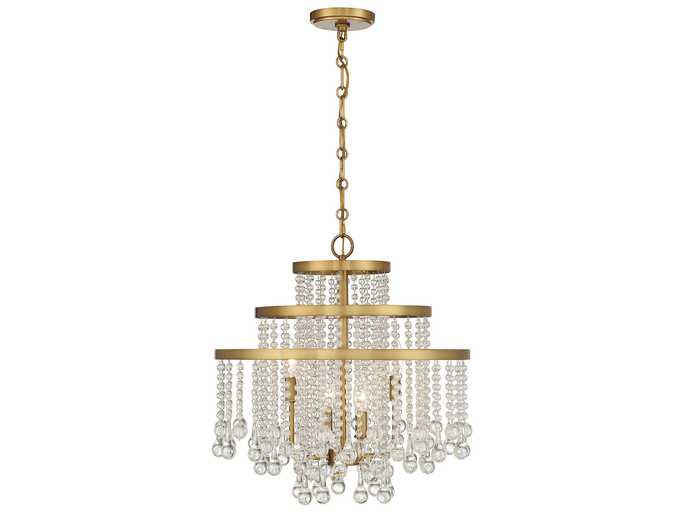 Savoy House Luna 4-Light Warm Brass Crystal Tiered Chandelier
