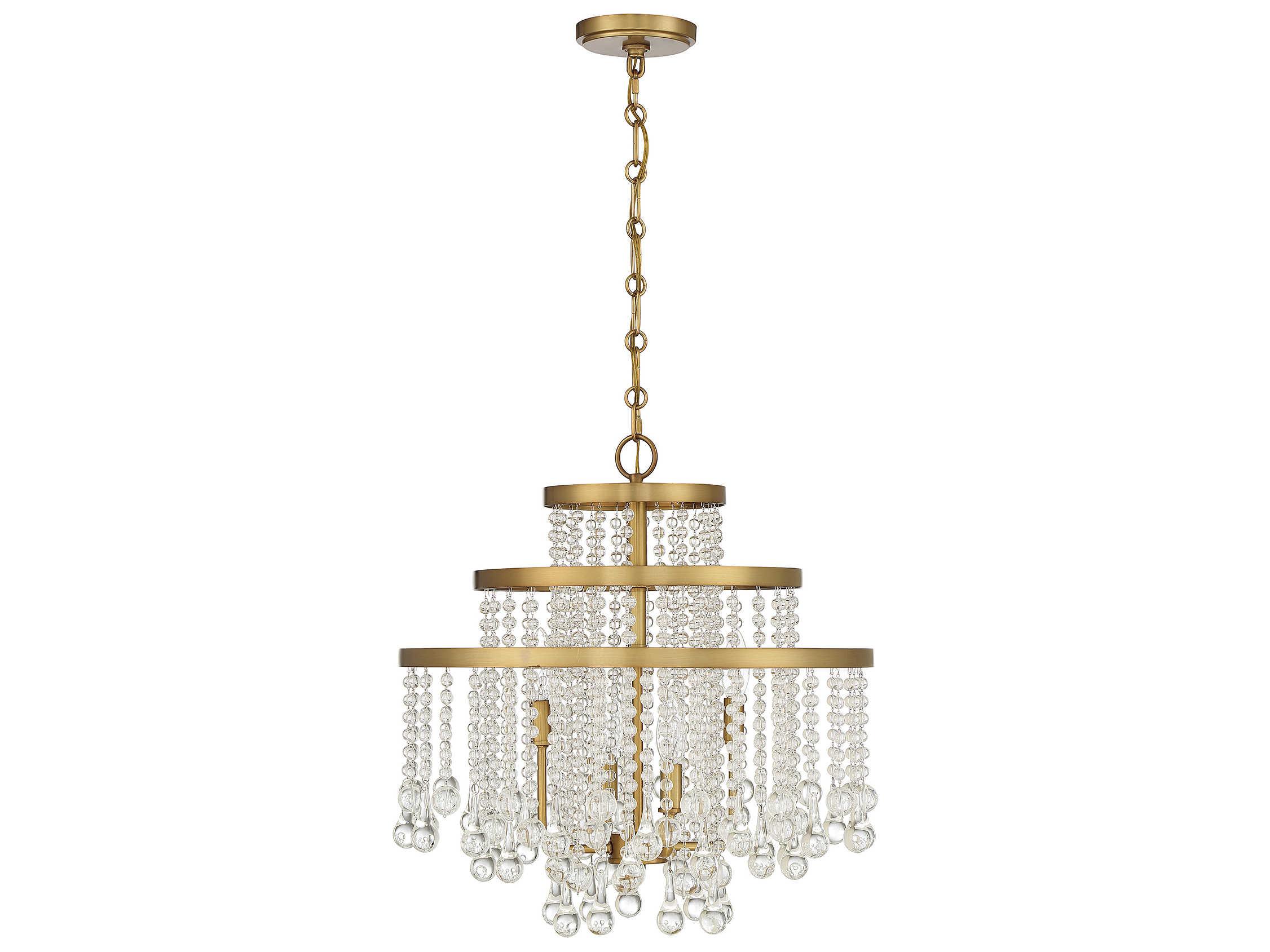 Savoy House Luna 4-Light Warm Brass Crystal Tiered Chandelier