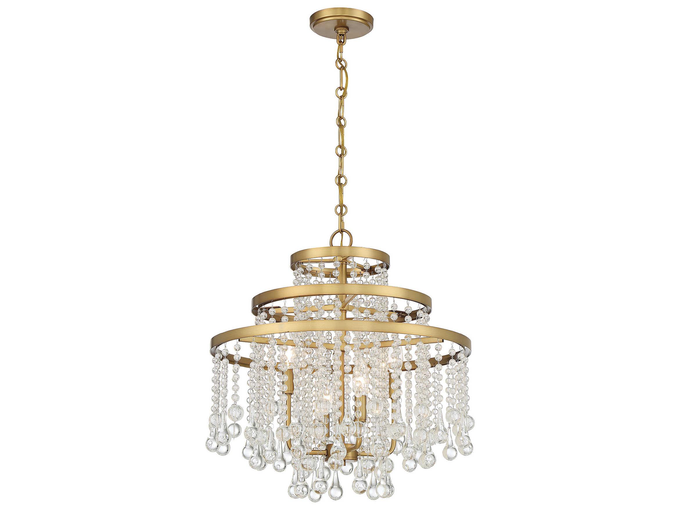 Savoy House Luna 4-Light Warm Brass Crystal Tiered Chandelier