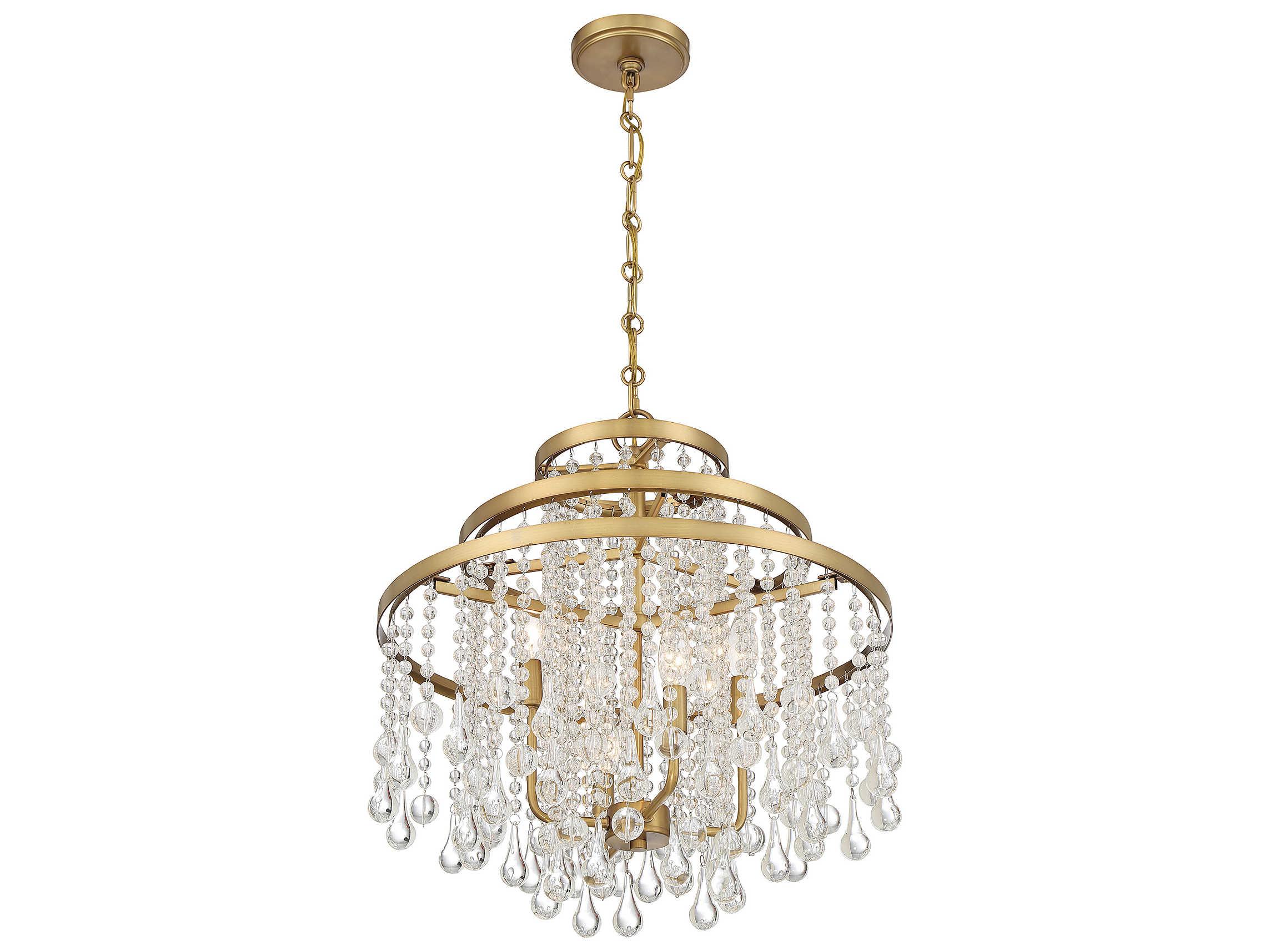 Savoy House Luna 4-Light Warm Brass Crystal Tiered Chandelier