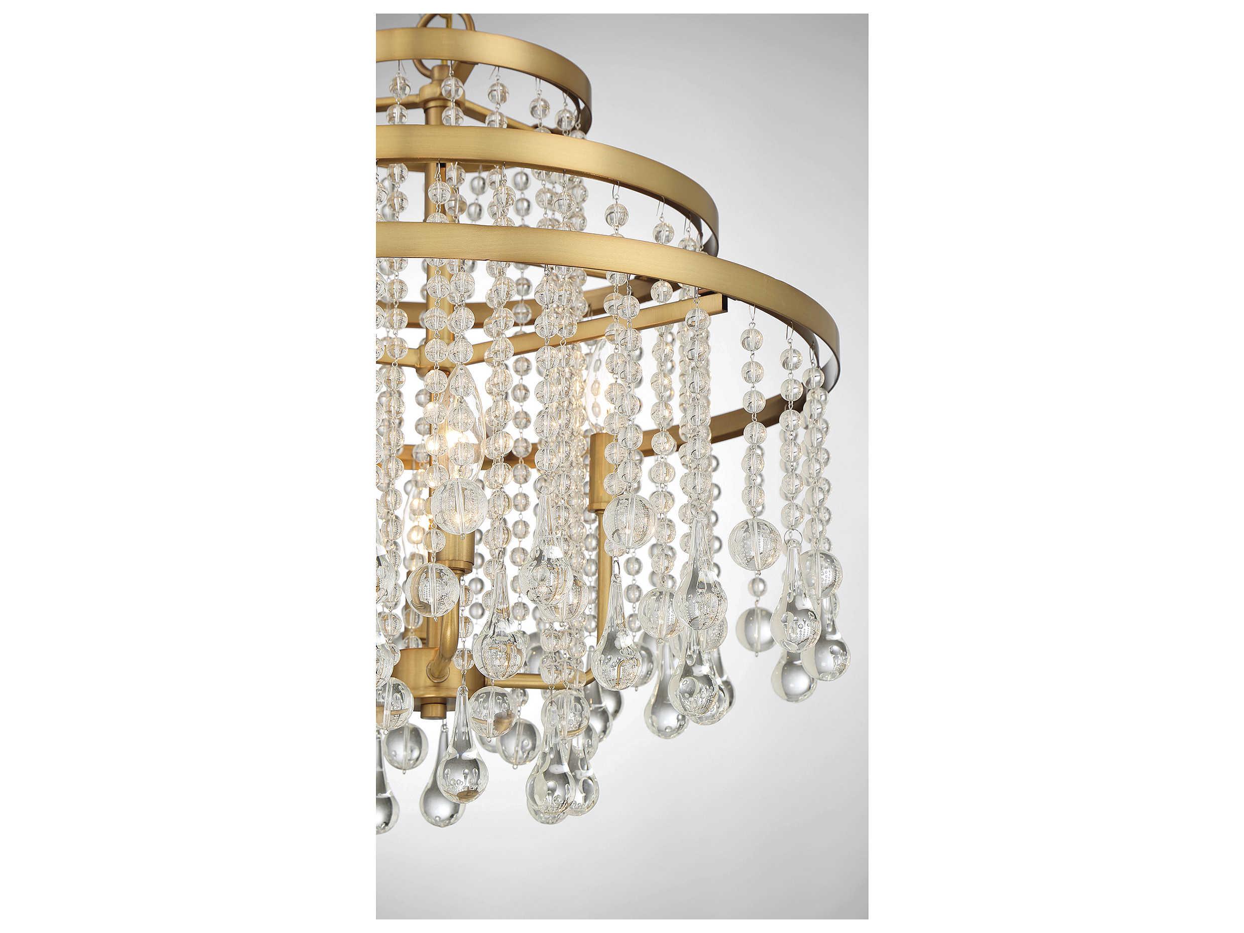 Savoy House Luna 4-Light Warm Brass Crystal Tiered Chandelier