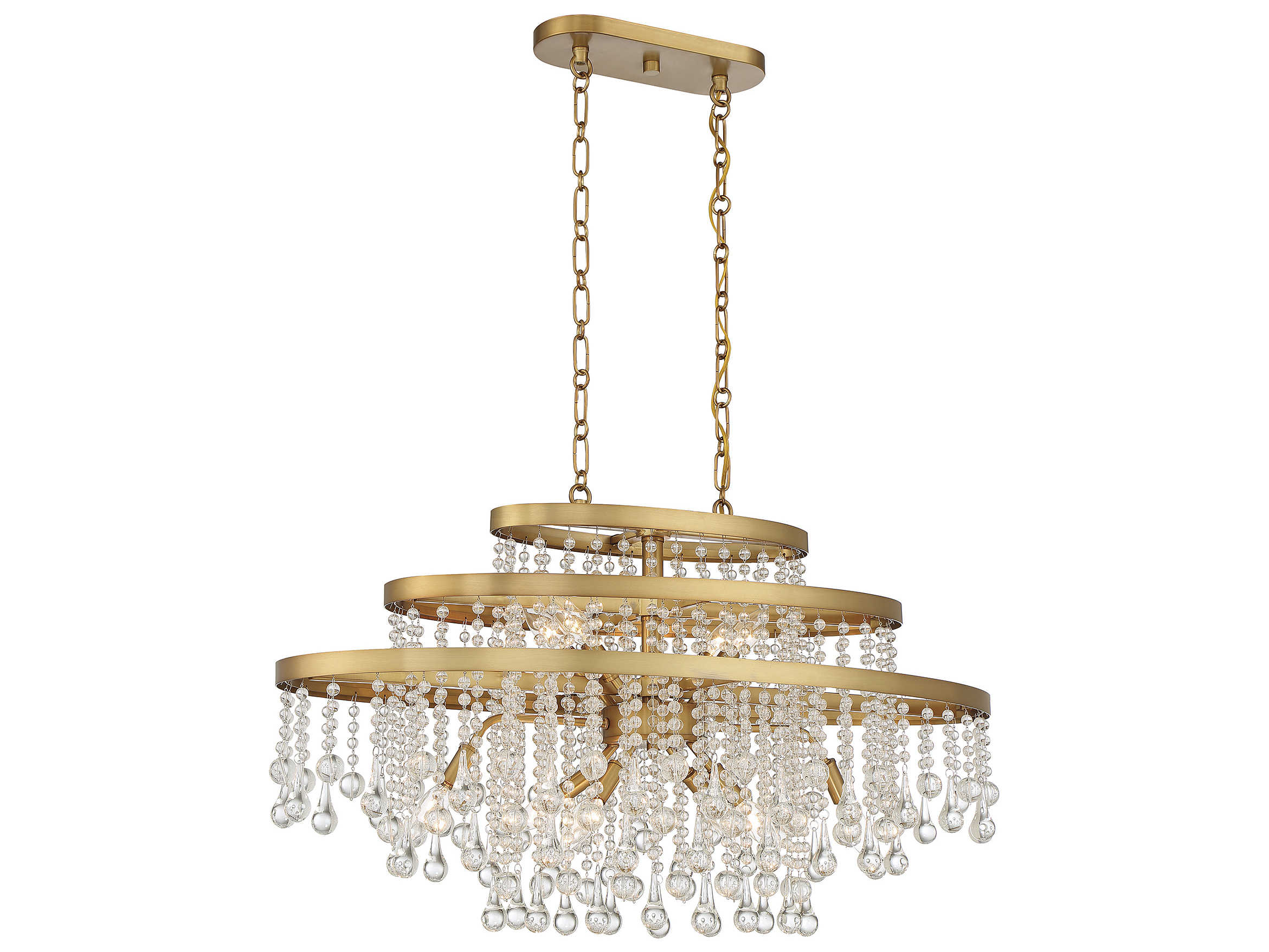 Savoy House Luna 10-Light Warm Brass Crystal Linear Island Pendant