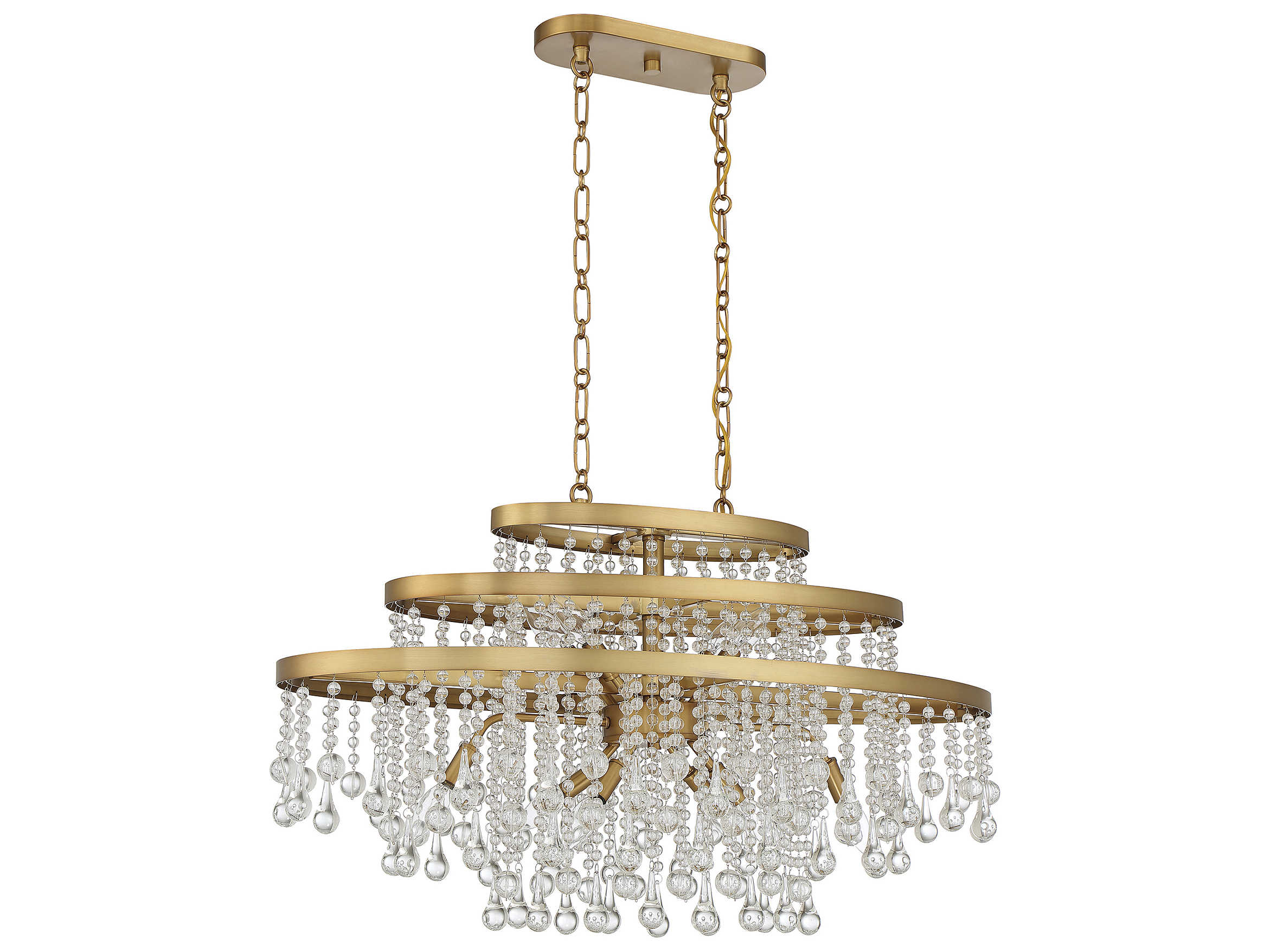 Savoy House Luna 10-Light Warm Brass Crystal Linear Island Pendant