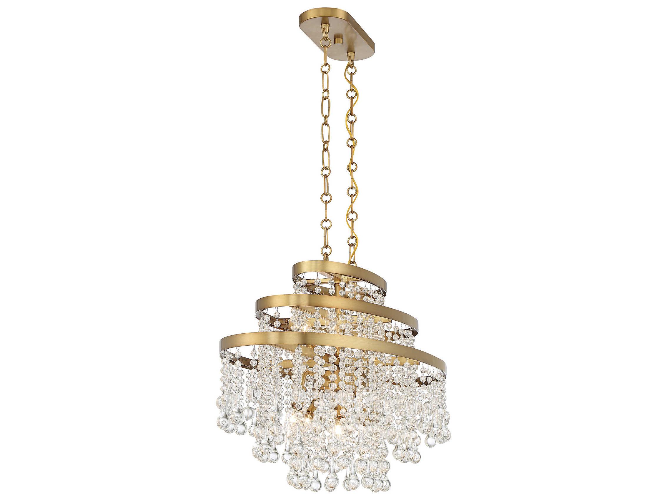 Savoy House Luna 10-Light Warm Brass Crystal Linear Island Pendant