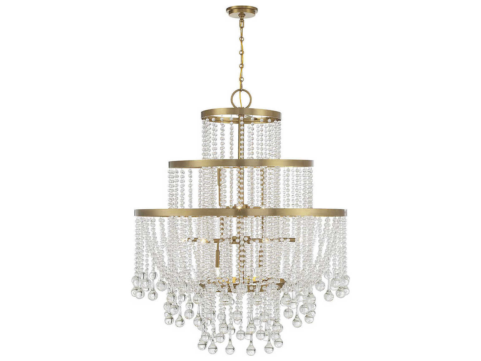 Savoy House Luna 15-Light Warm Brass Crystal Tiered Chandelier