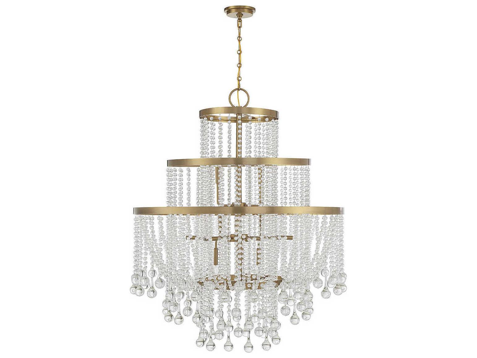 Savoy House Luna 15-Light Warm Brass Crystal Tiered Chandelier