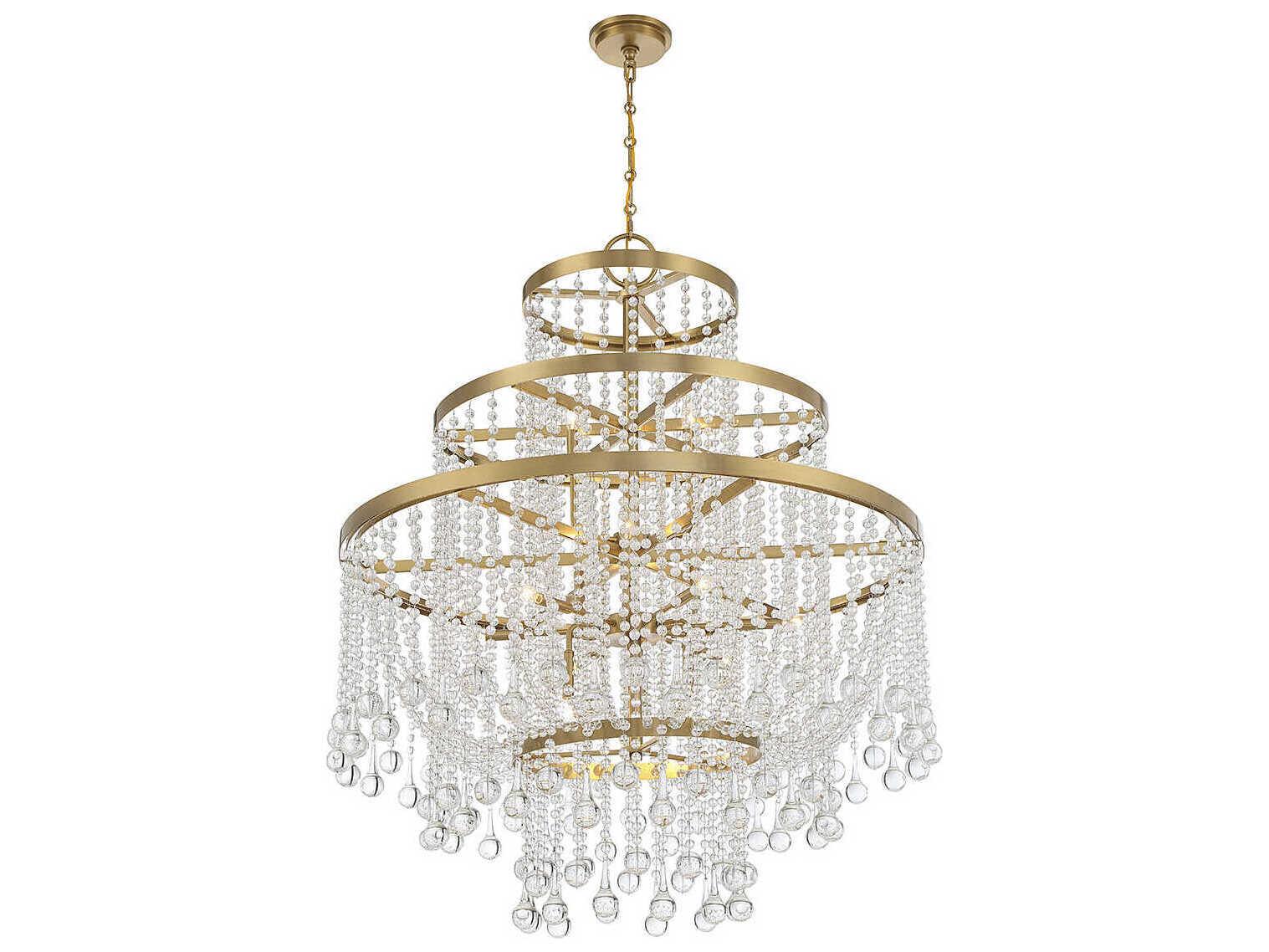 Savoy House Luna 15-Light Warm Brass Crystal Tiered Chandelier