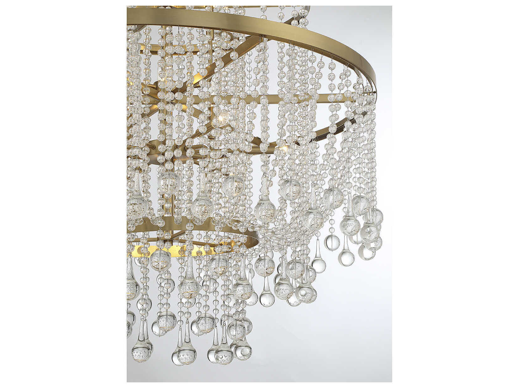 Savoy House Luna 15-Light Warm Brass Crystal Tiered Chandelier