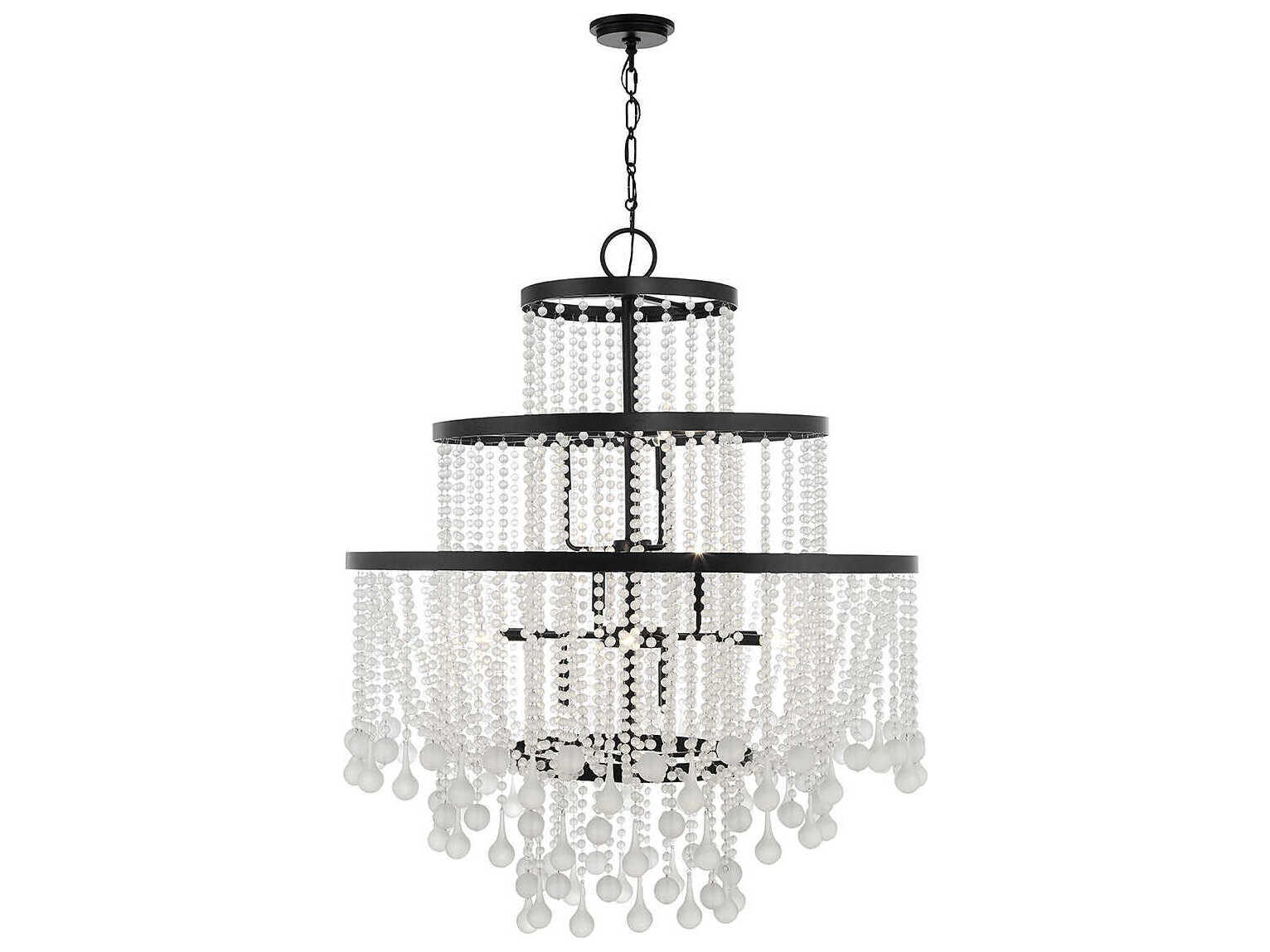 Savoy House Luna 15-Light Matte Black Crystal Tiered Chandelier