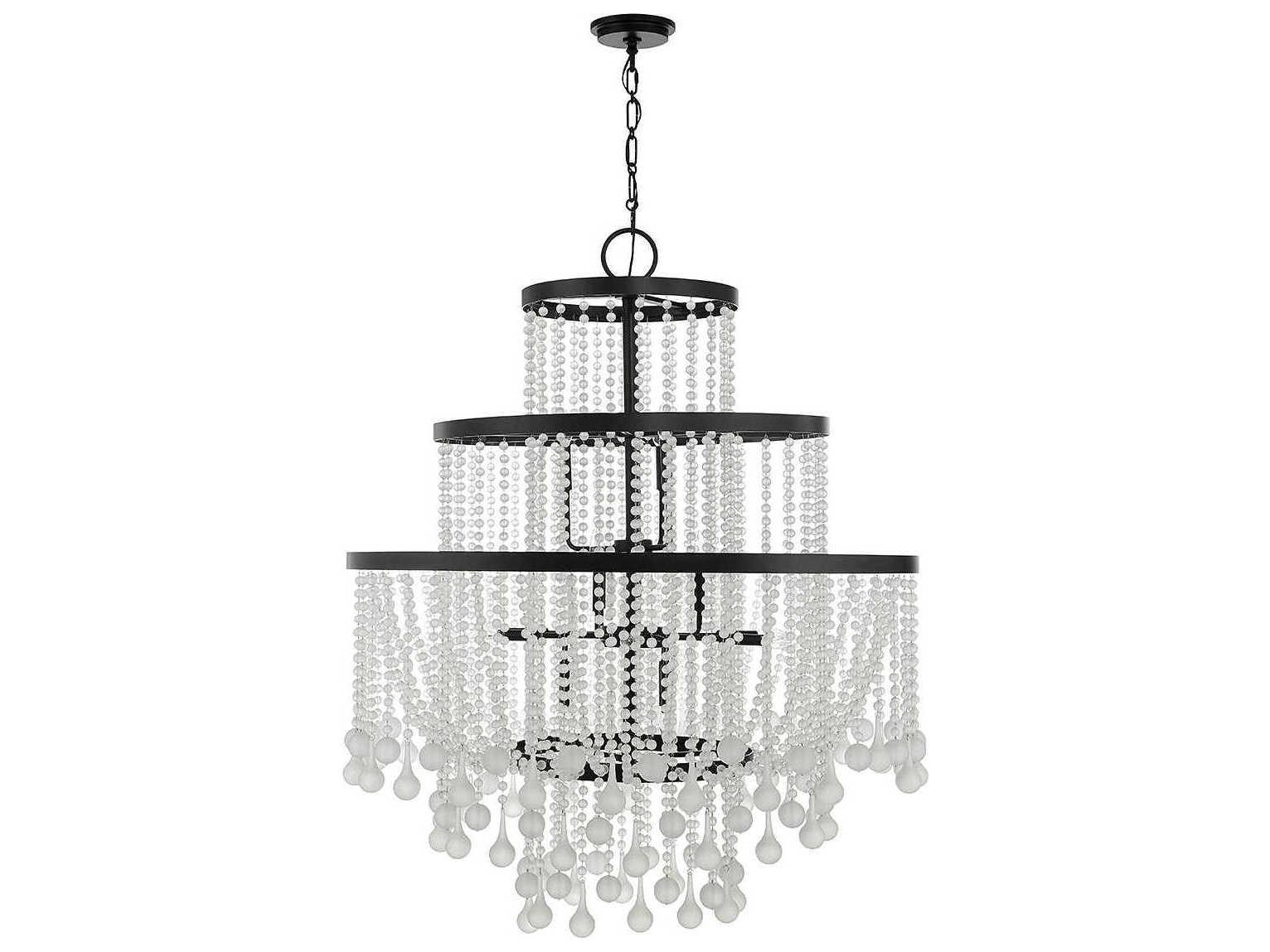 Savoy House Luna 15-Light Matte Black Crystal Tiered Chandelier