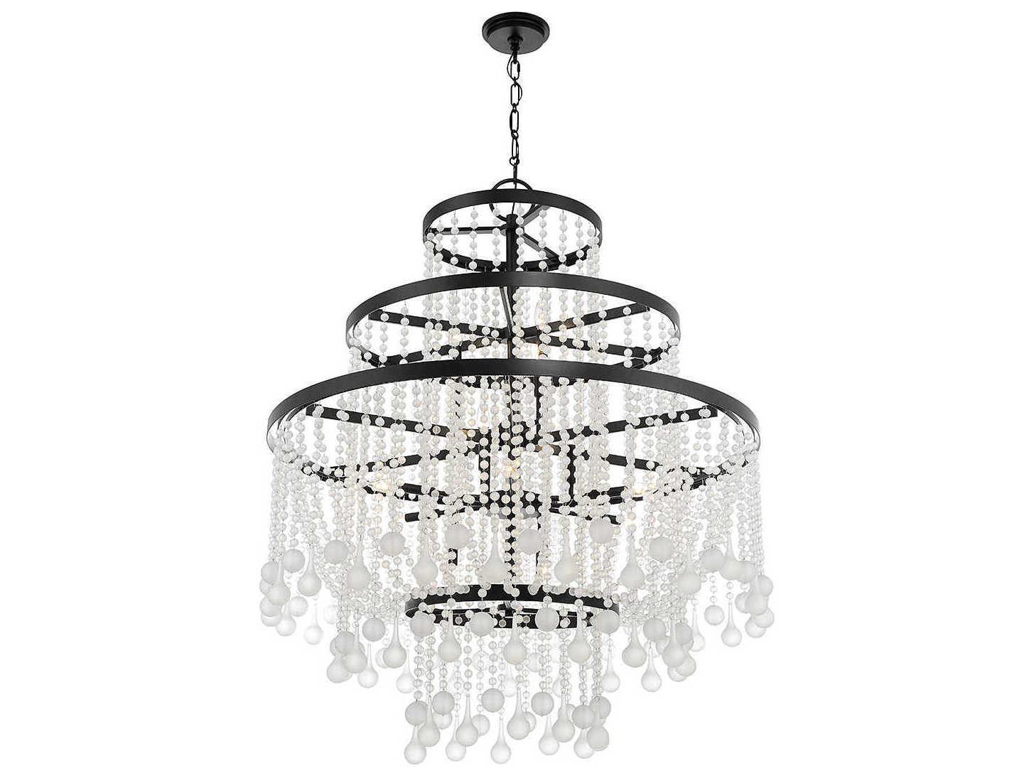 Savoy House Luna 15-Light Matte Black Crystal Tiered Chandelier