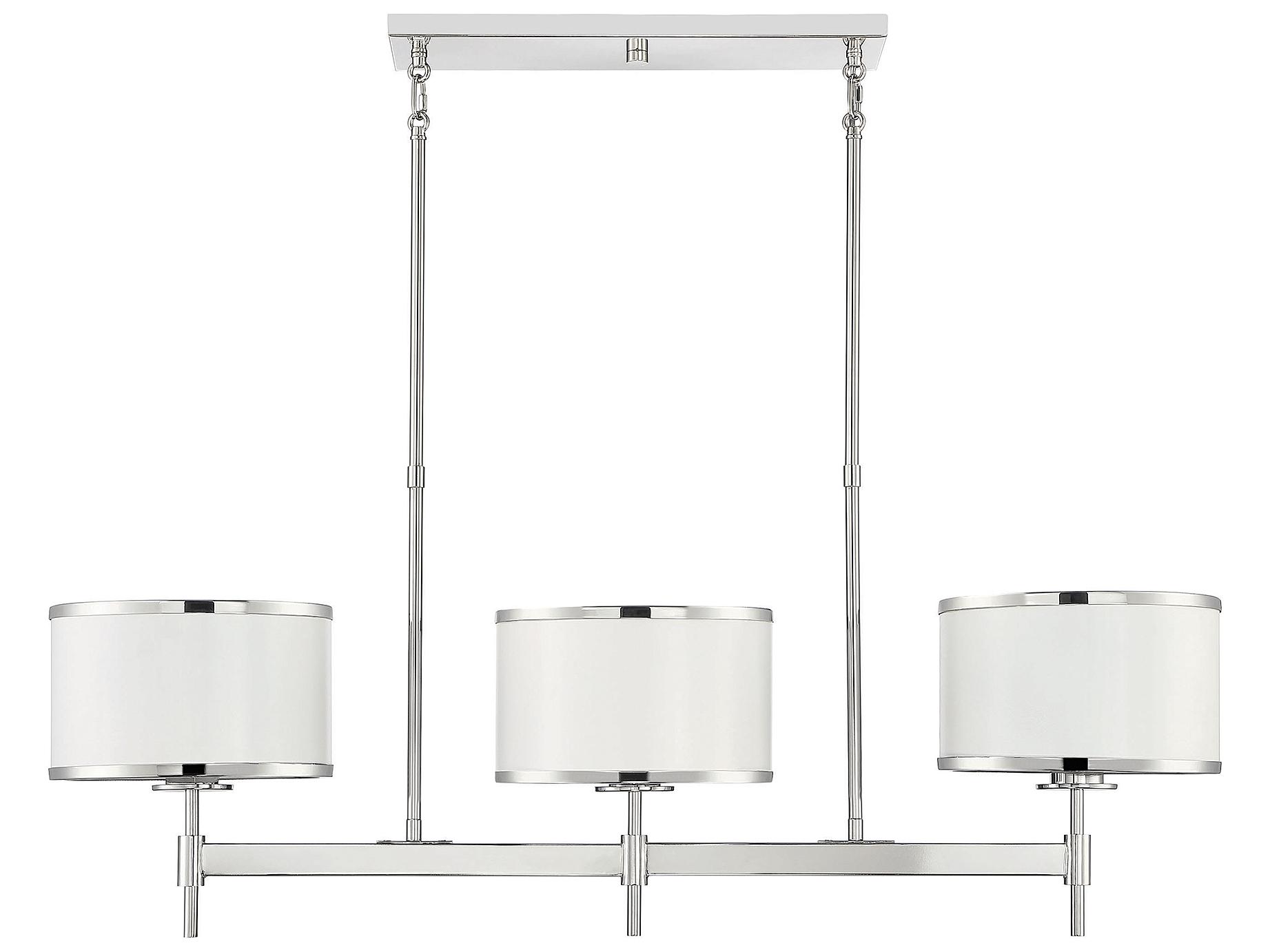Savoy House Delphi 3-Light White Polished Nickel Drum Linear Island Pendant