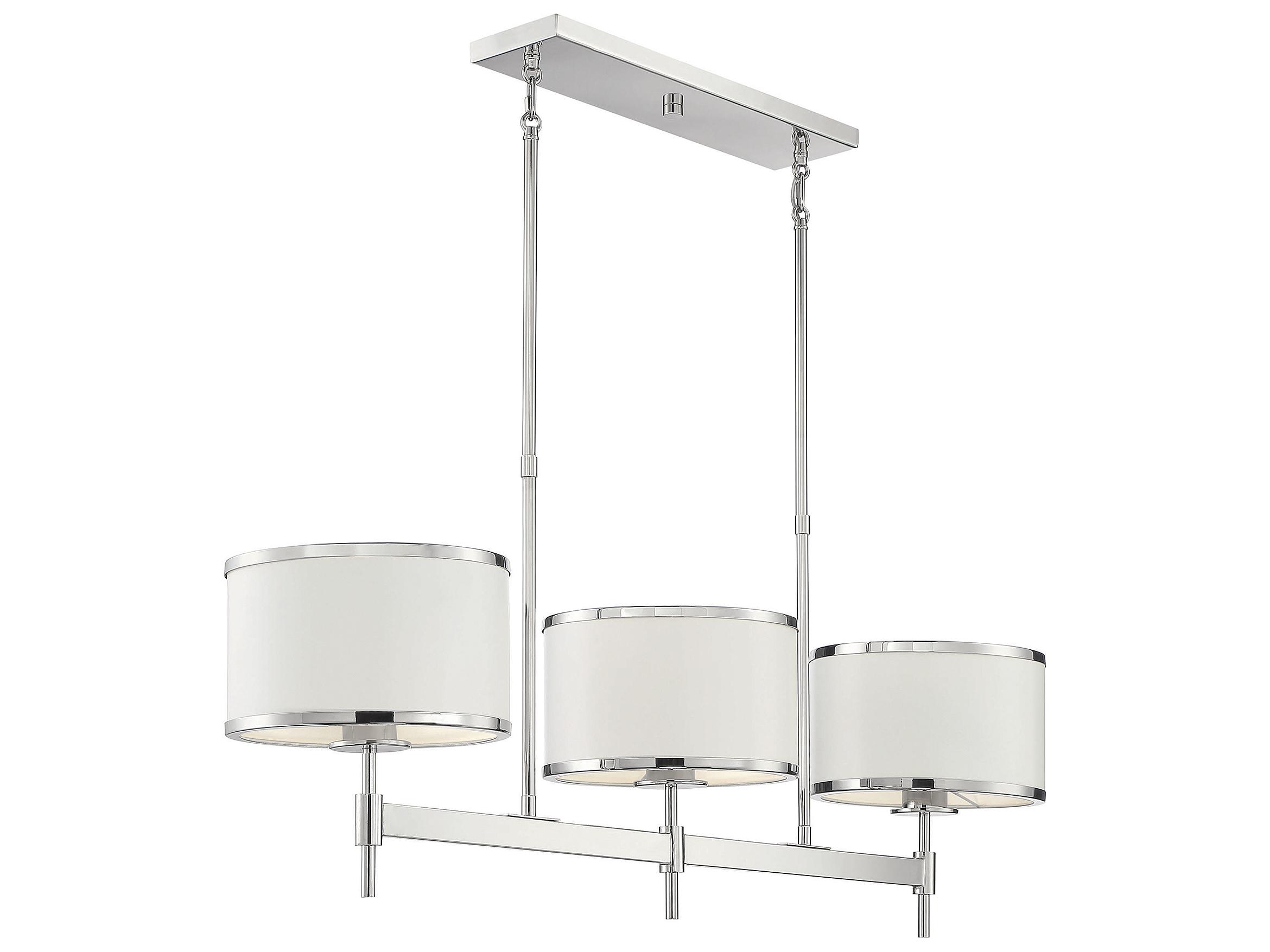 Savoy House Delphi 3-Light White Polished Nickel Drum Linear Island Pendant
