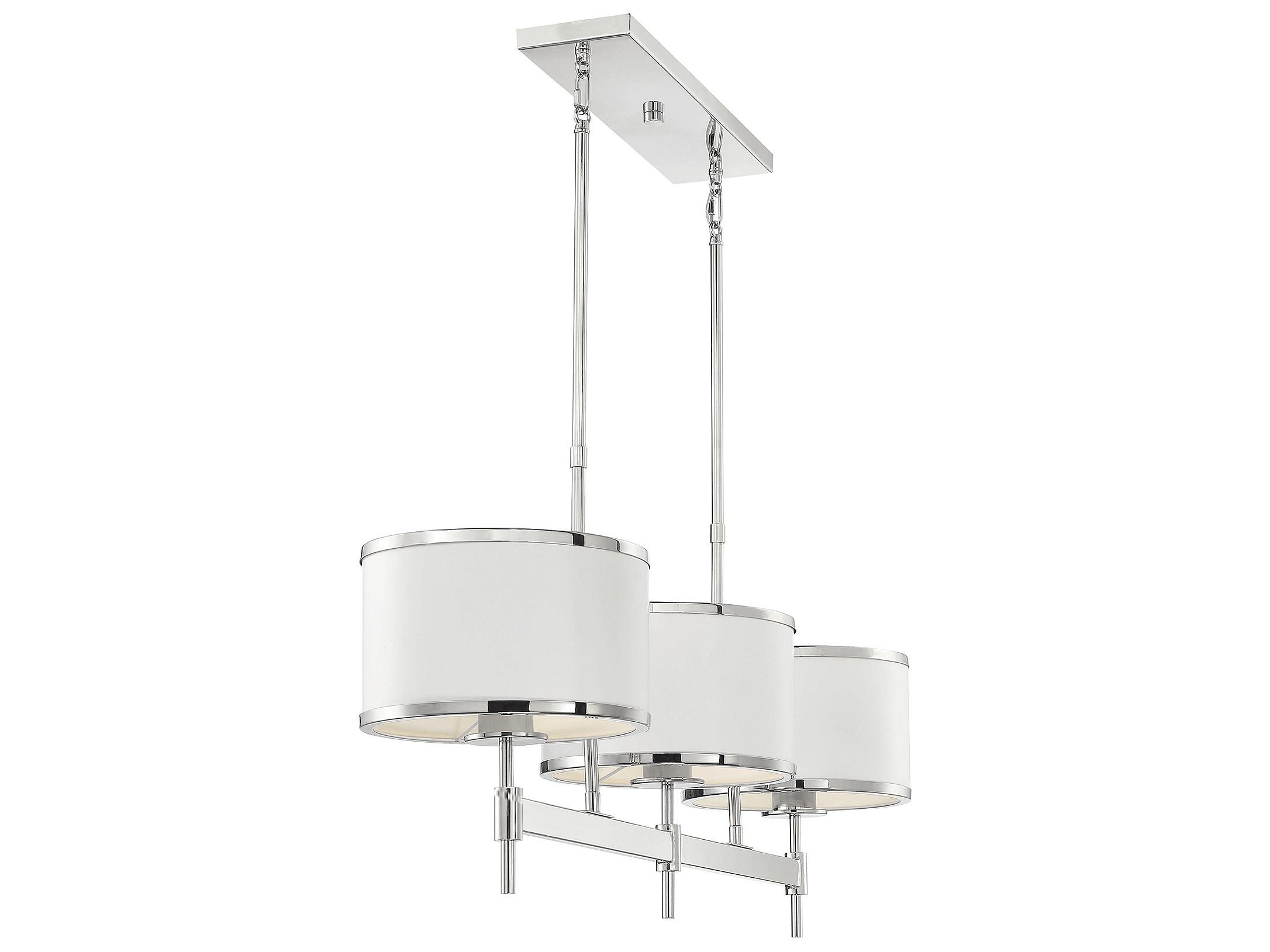 Savoy House Delphi 3-Light White Polished Nickel Drum Linear Island Pendant