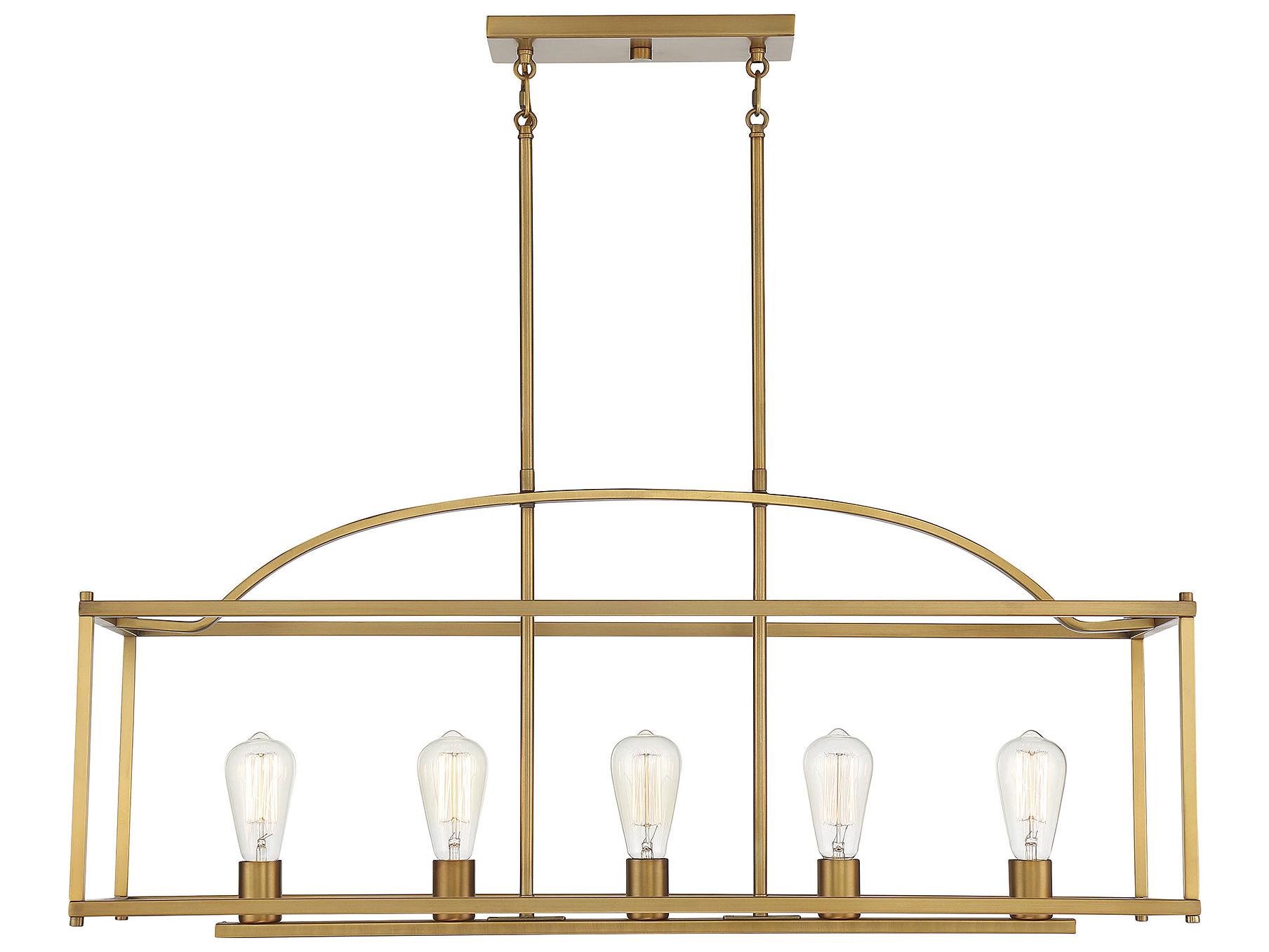 Savoy House Palladian 5-Light Warm Brass Island Pendant