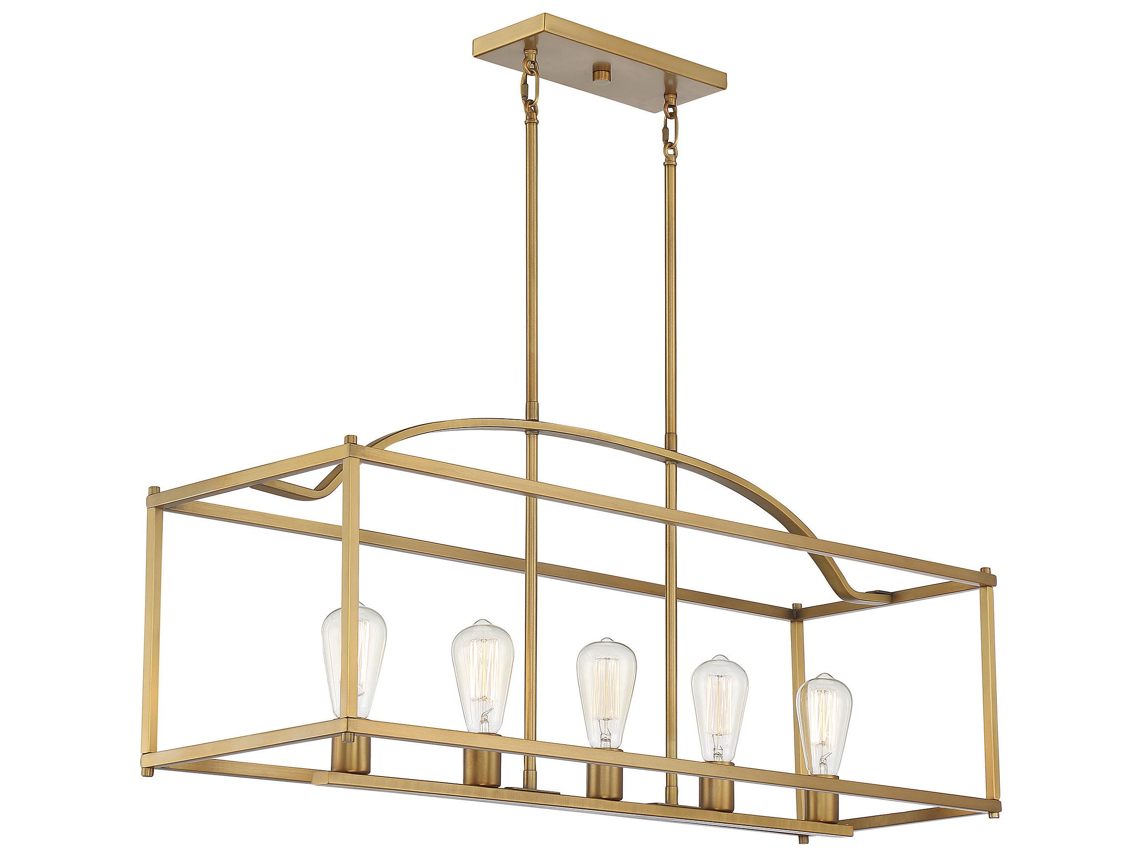 Savoy House Palladian 5-Light Warm Brass Island Pendant