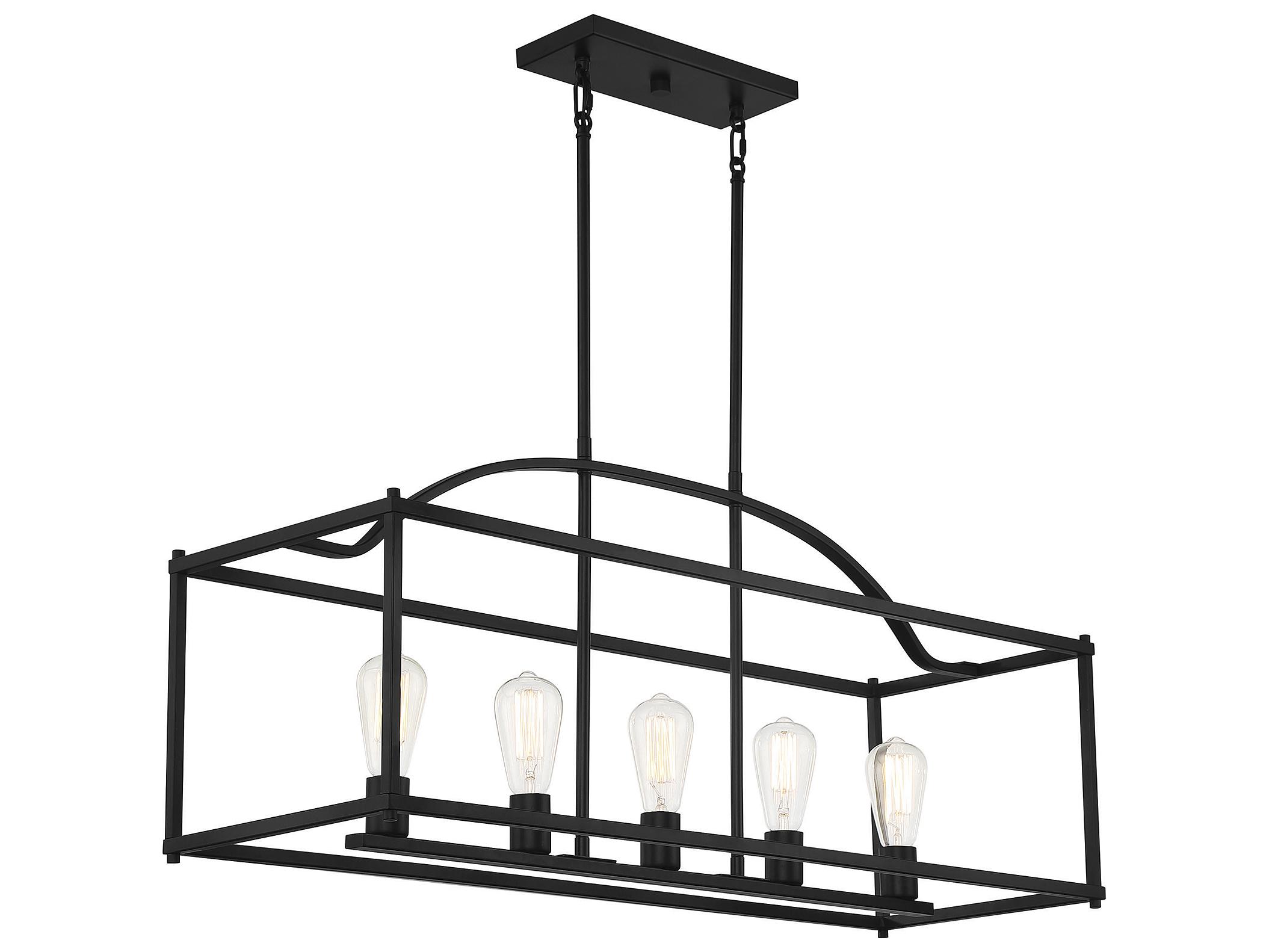 Savoy House Palladian 5-Light Matte Black Island Pendant