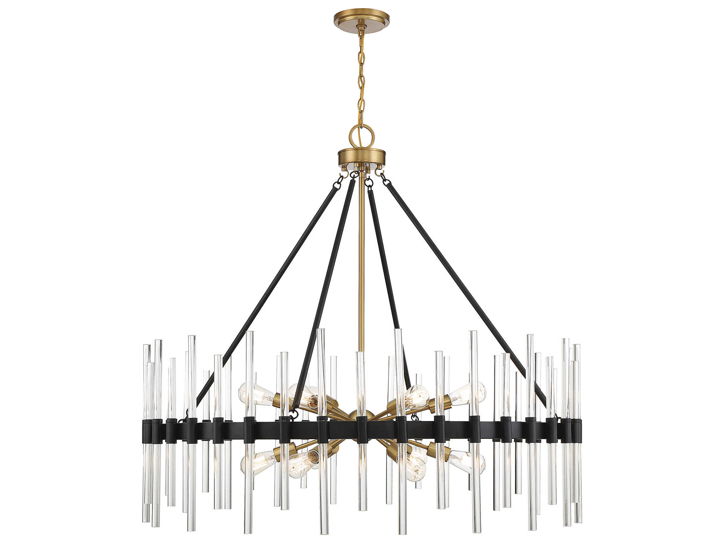 Savoy House Santiago 12-Light Matte Black Warm Brass Crystal Sputnik Chandelier