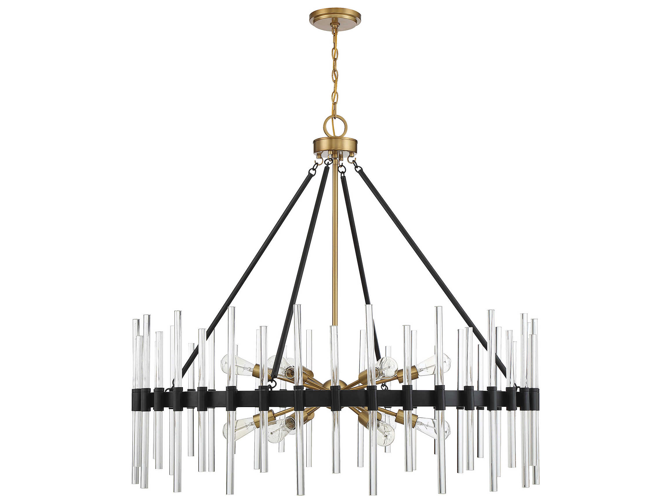 Savoy House Santiago 12-Light Matte Black Warm Brass Crystal Sputnik Chandelier