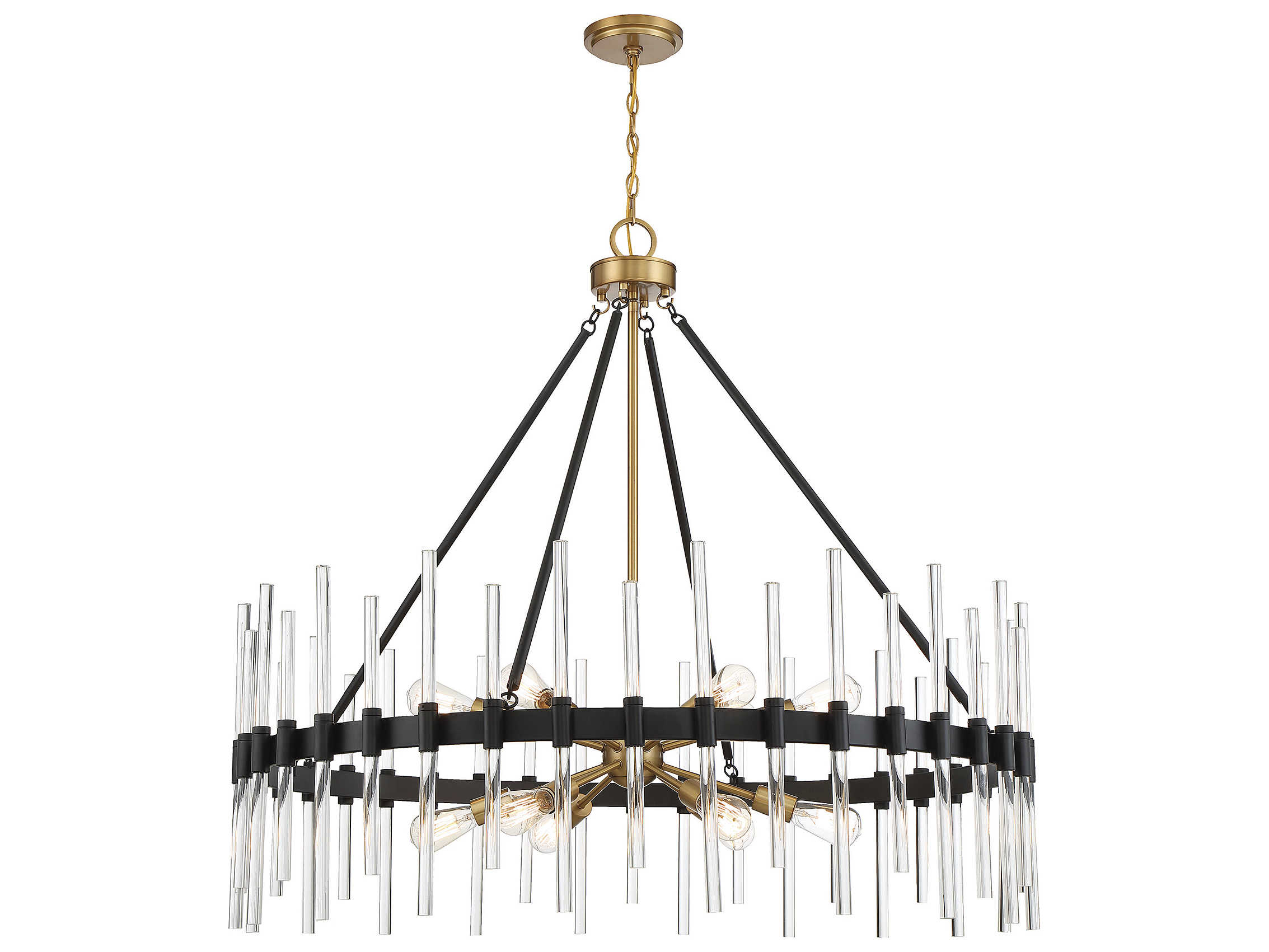 Savoy House Santiago 12-Light Matte Black Warm Brass Crystal Sputnik Chandelier
